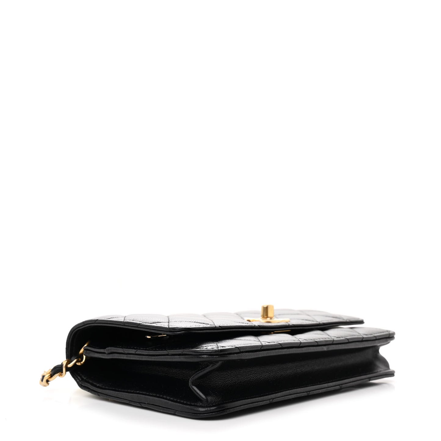 Lambskin Quilted CC Pearl Wallet on Chain WOC Black