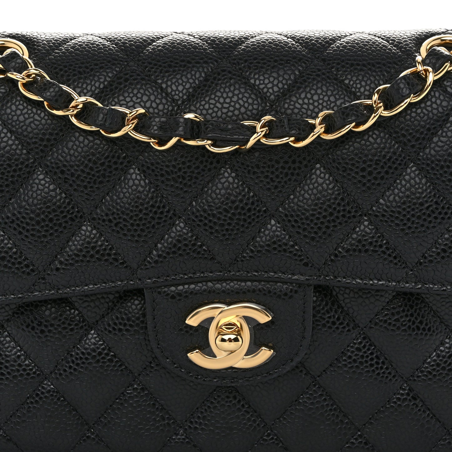 Caviar Quilted Small Double Flap Black