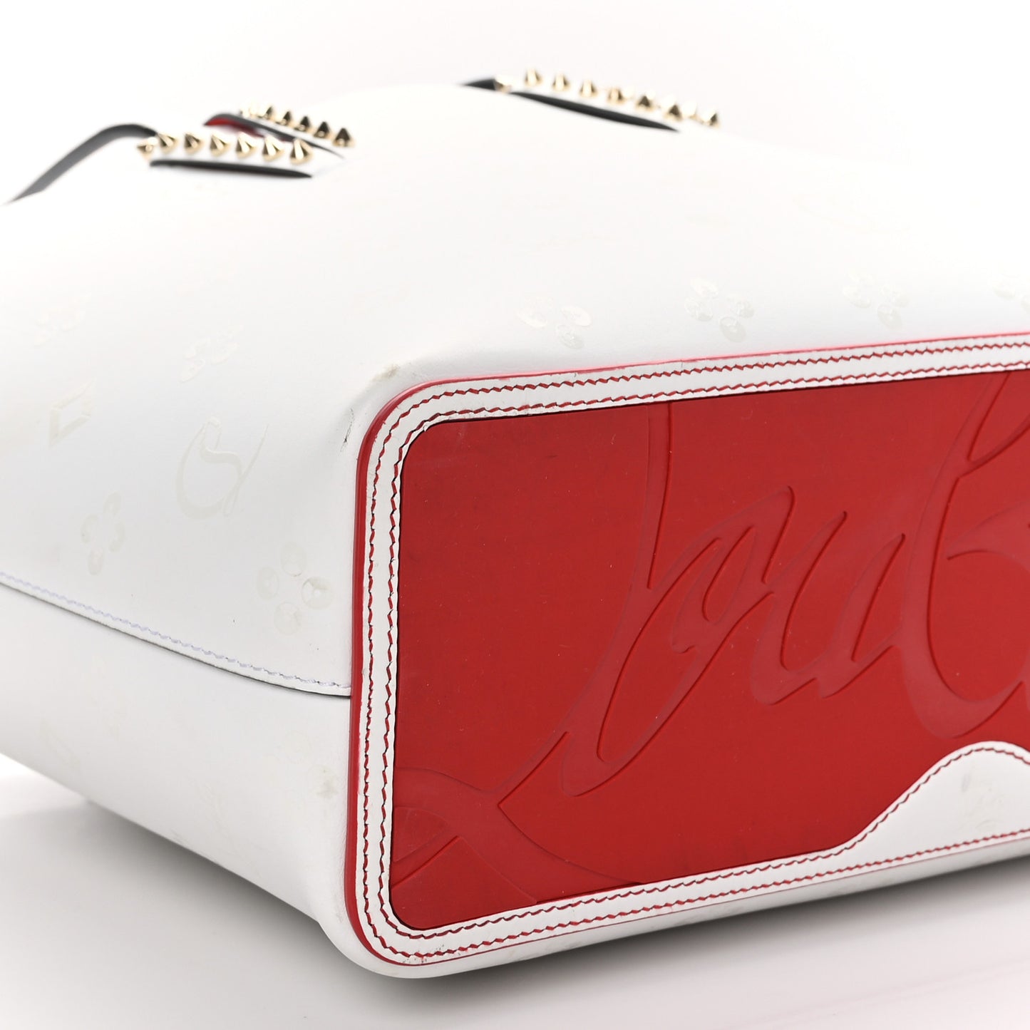 Calfskin Spikes Small East West Cabata Tote Snow