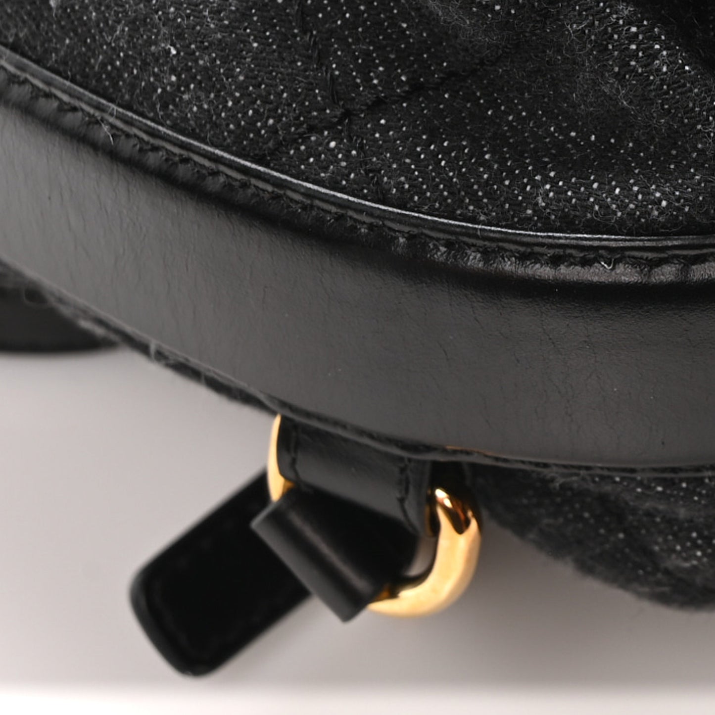 Denim Calfskin Quilted Backpack Black