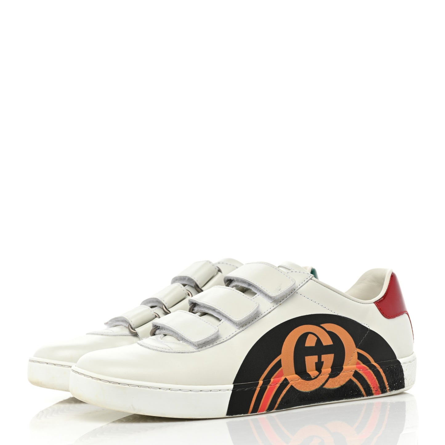 Miro Soft Calfskin Interlocking G Womens New Ace Sneakers 36 White Red Flame Green