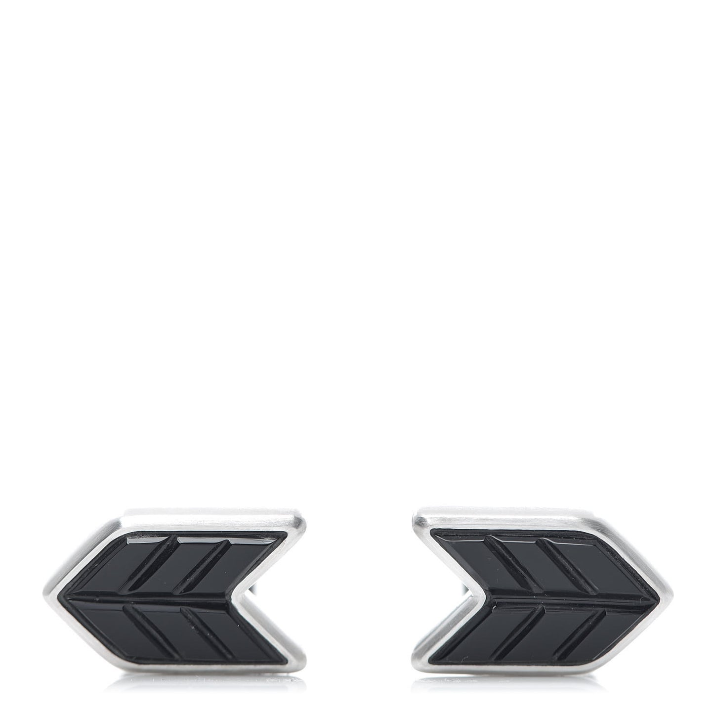 Sterling Silver Black Onyx Chevron Stone Cufflinks