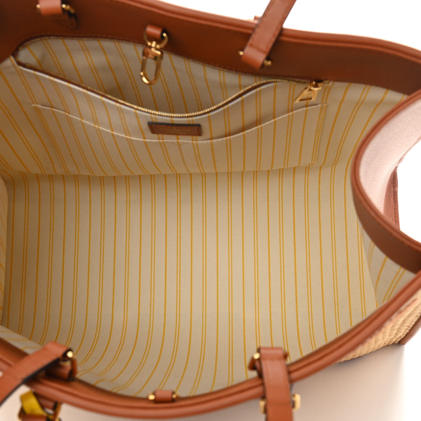 Raffia Calfskin Monogram Giant Onthego GM Tan