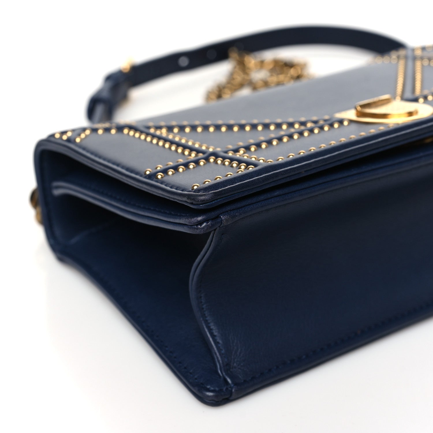 Christian Dior Lambskin Studded Medium Diorama Flap Bag Navy Blue 11 of 12