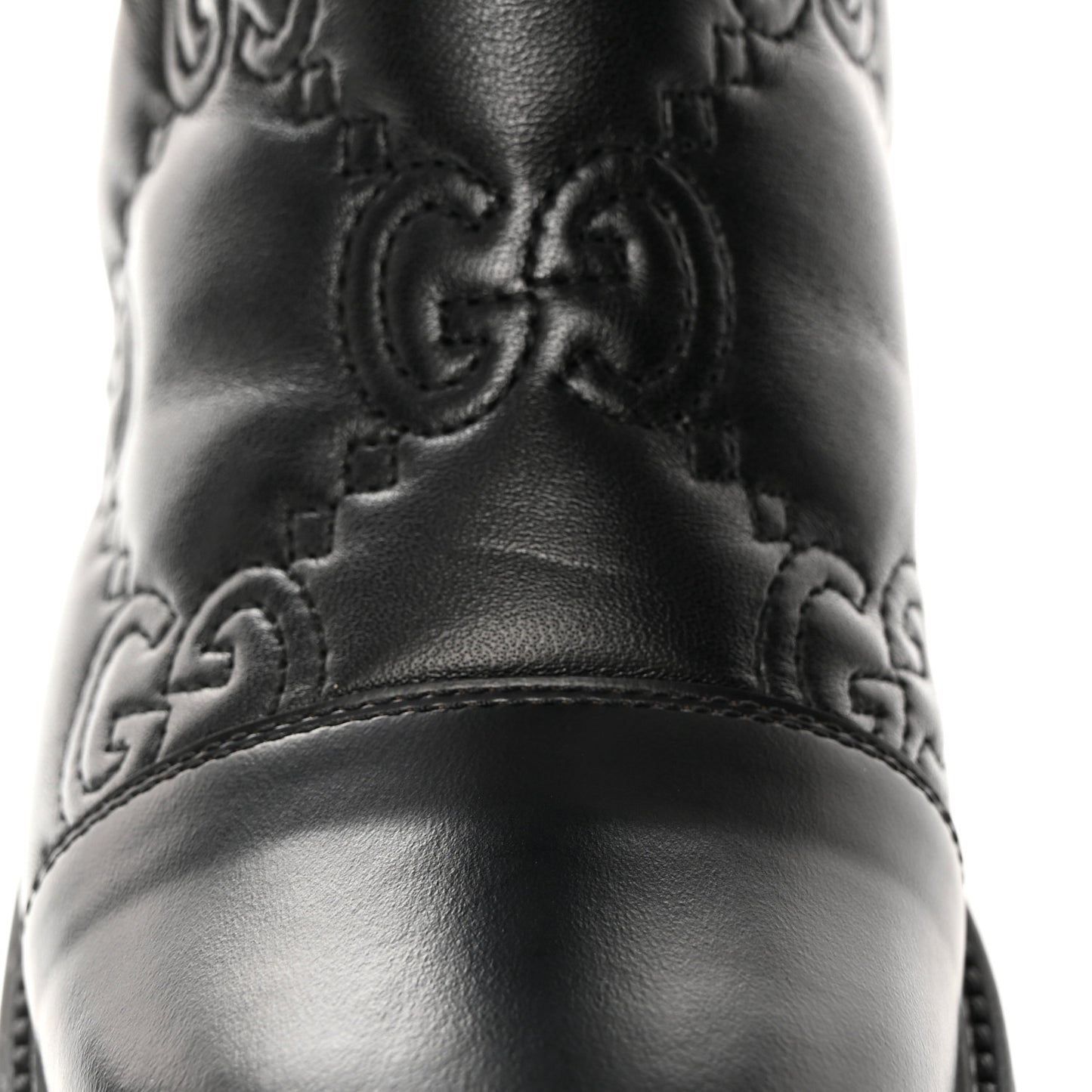 Cordovan Lux Nappa GG Matelasse 60mm Knee High Boots 37.5 Black