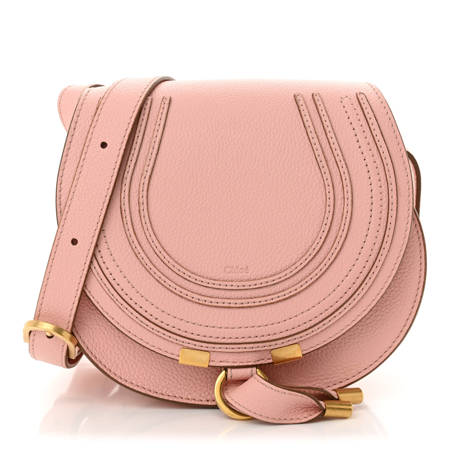 Chloe Grained Calfskin Small Marcie Saddle Bag Blossom Pink 1 of 12