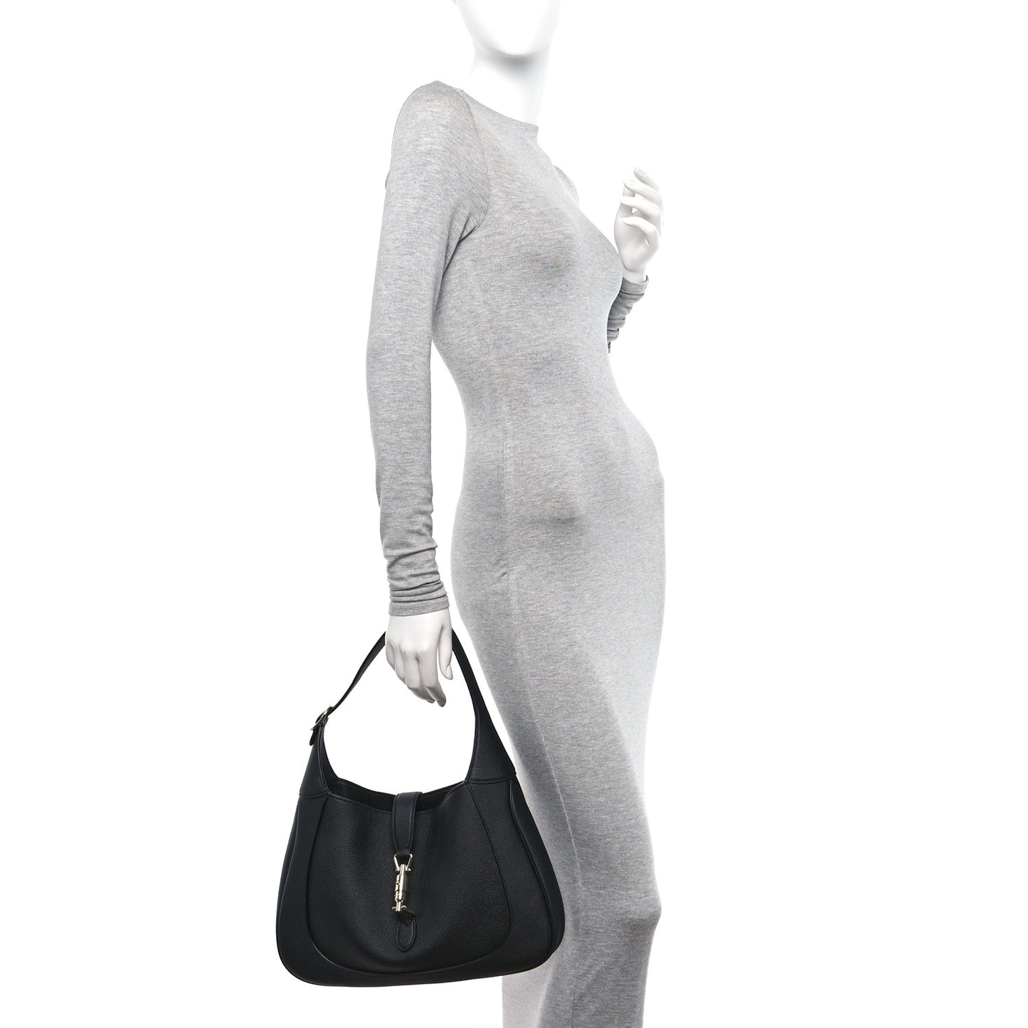 Pebbled Calfskin Large Jackie 1961 Hobo Black