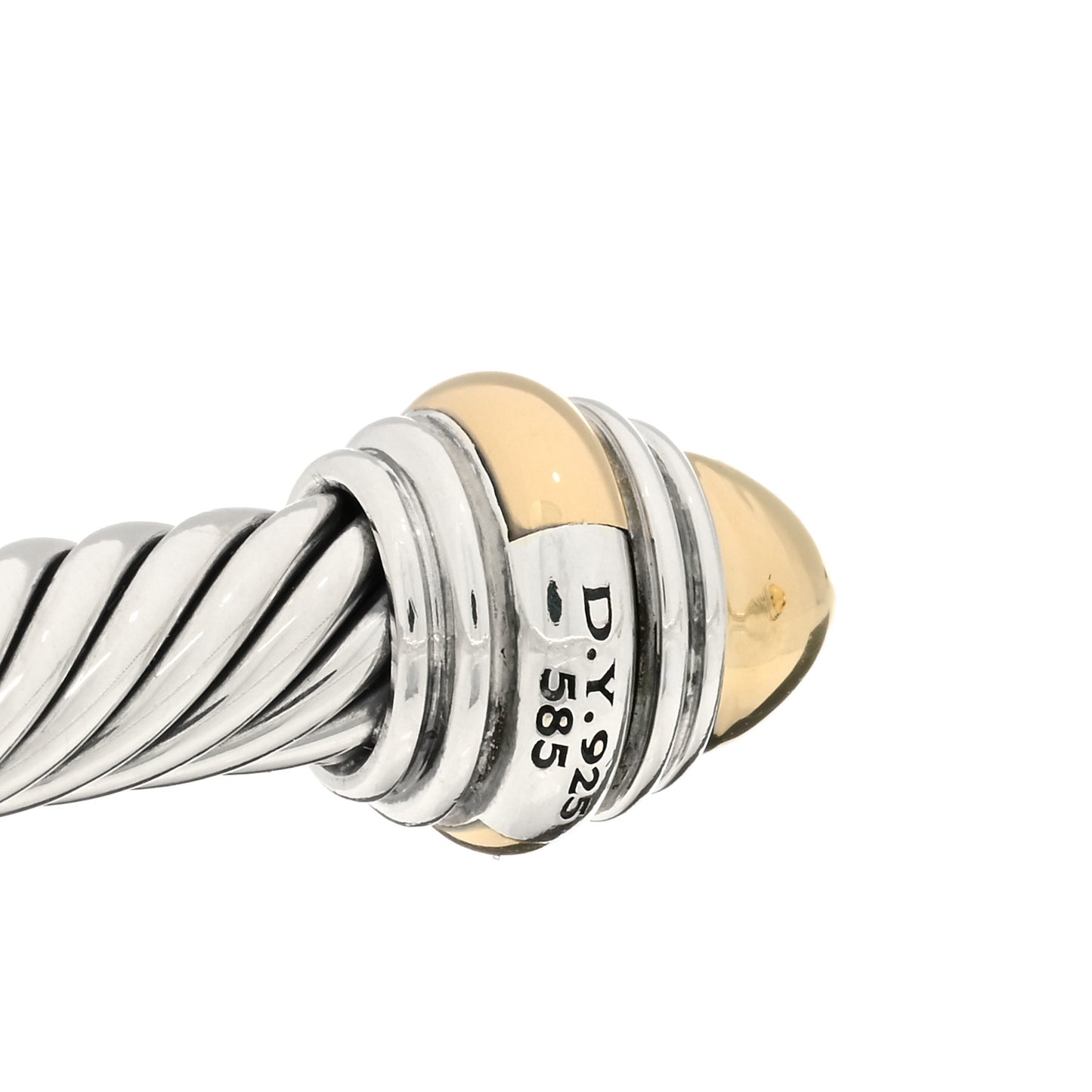 Sterling Silver 14K Yellow Gold 5mm Cable Classics Dome Bracelet