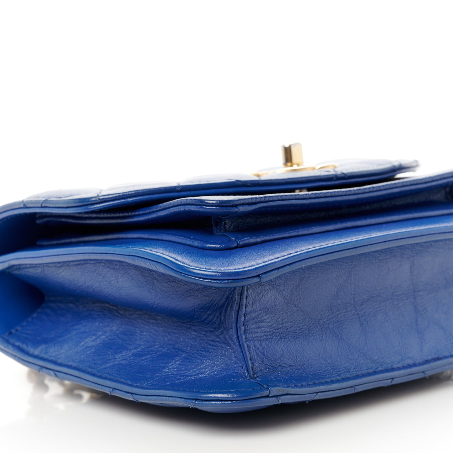 Calfskin Caviar Quilted Mini Chain Handle Flap Blue