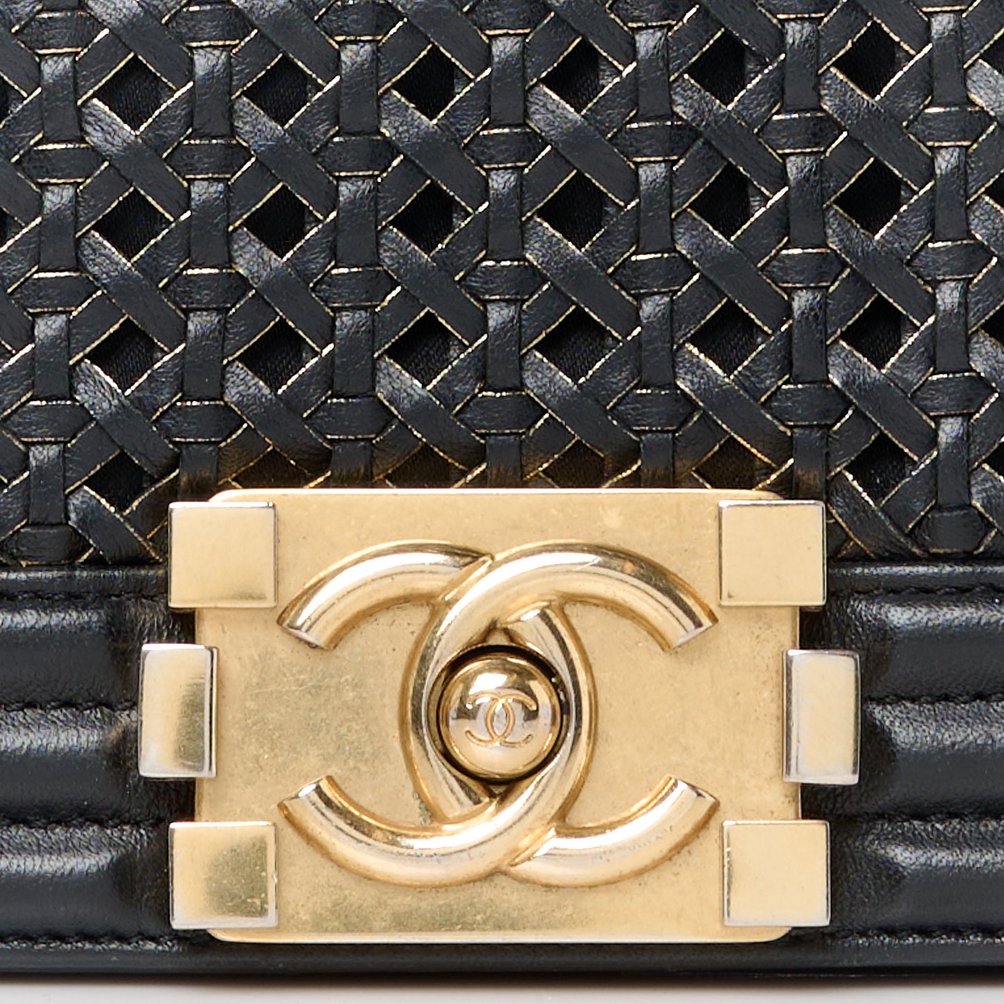 Sheepskin Braided Small Boy Reverso Flap Black
