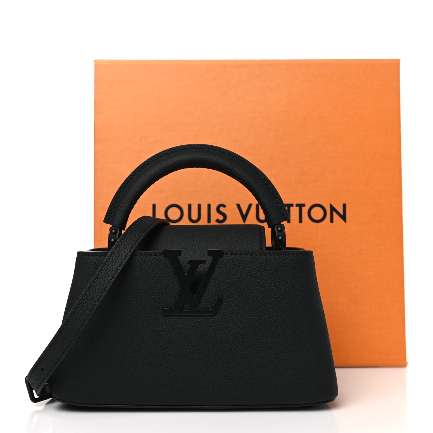 Matte Taurillon Capucines East West Mini All Black