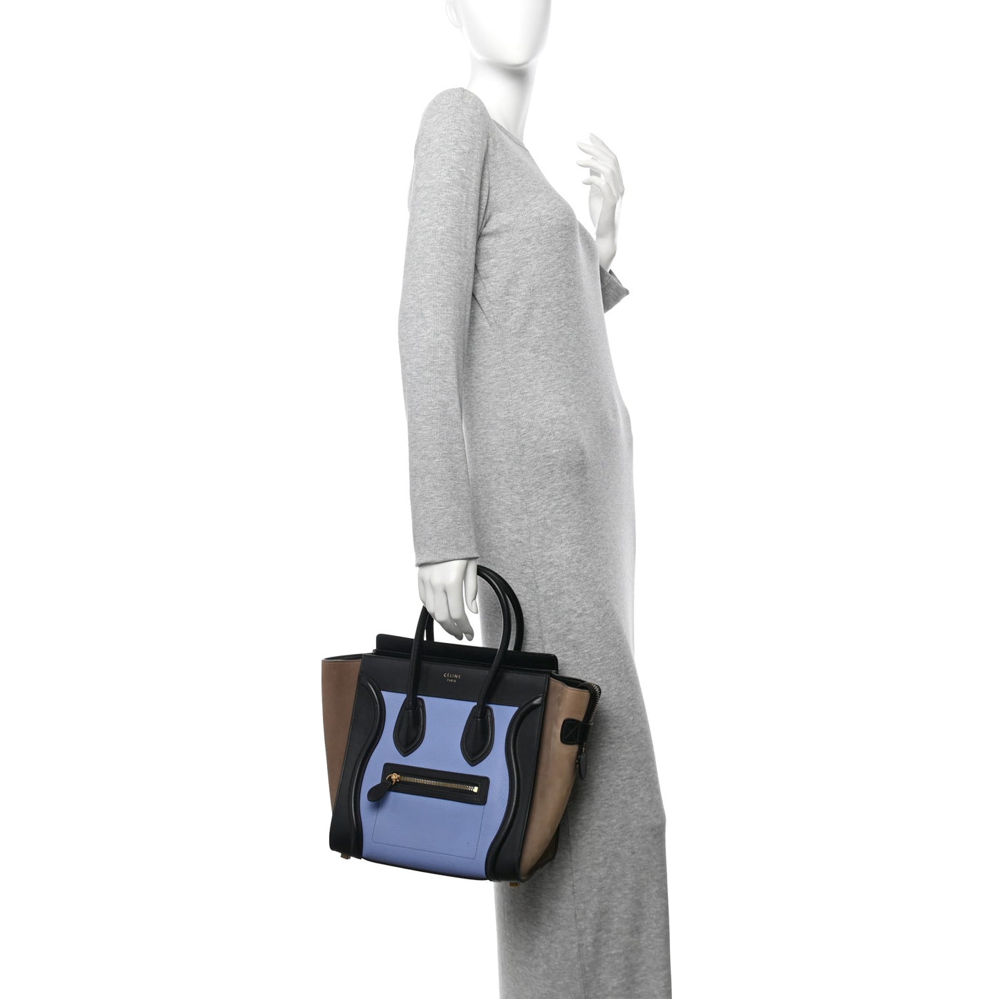 Baby Grained Calfskin Nubuck Micro Tri-Color Luggage Porcelain