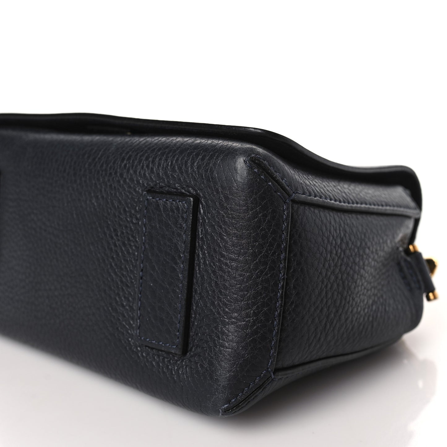 Grained Calfskin Box Messenger Bag Navy
