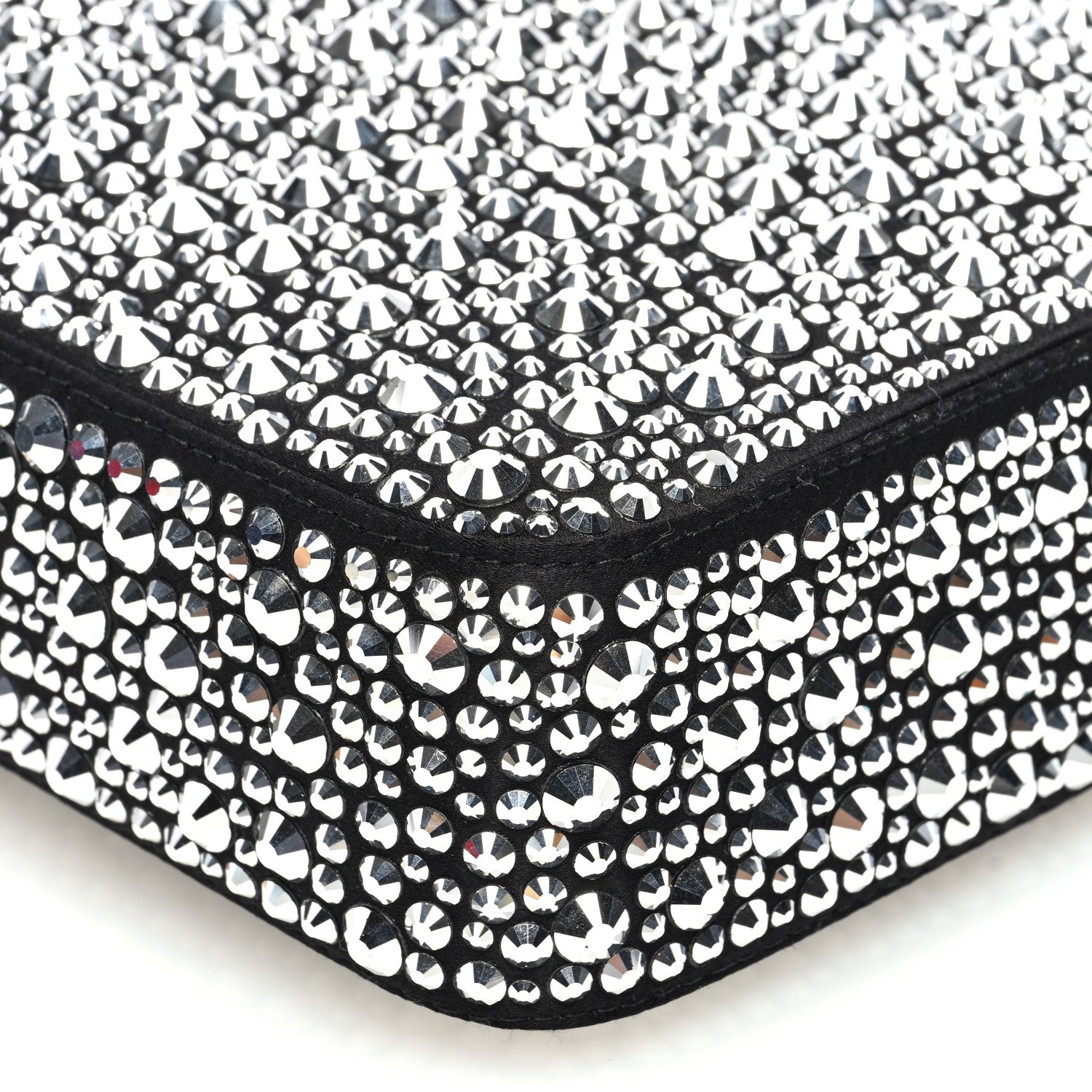 Prada Satin Crystal Metal Triangle Logo Small Double Handle Crossbody Tote Metal 8 of 9