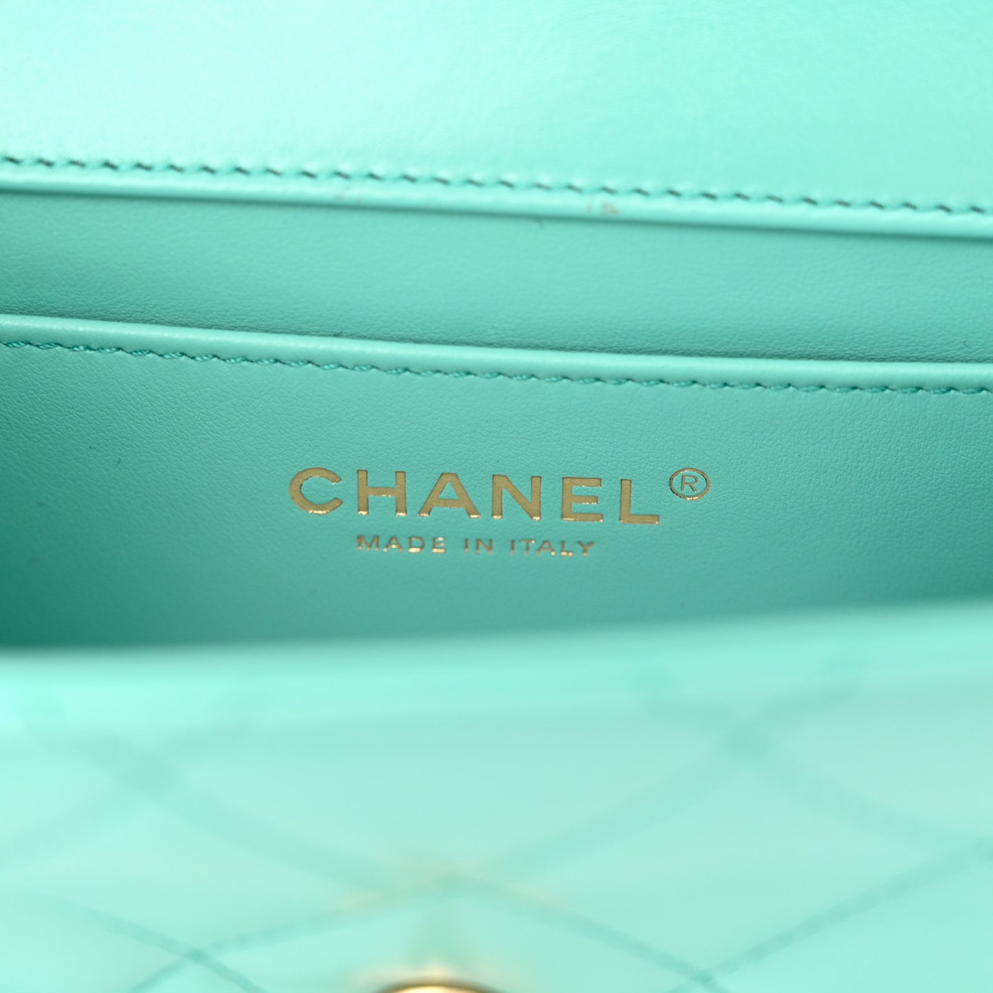 Calfskin Quilted Mini Perfect Fit Flap Turquoise