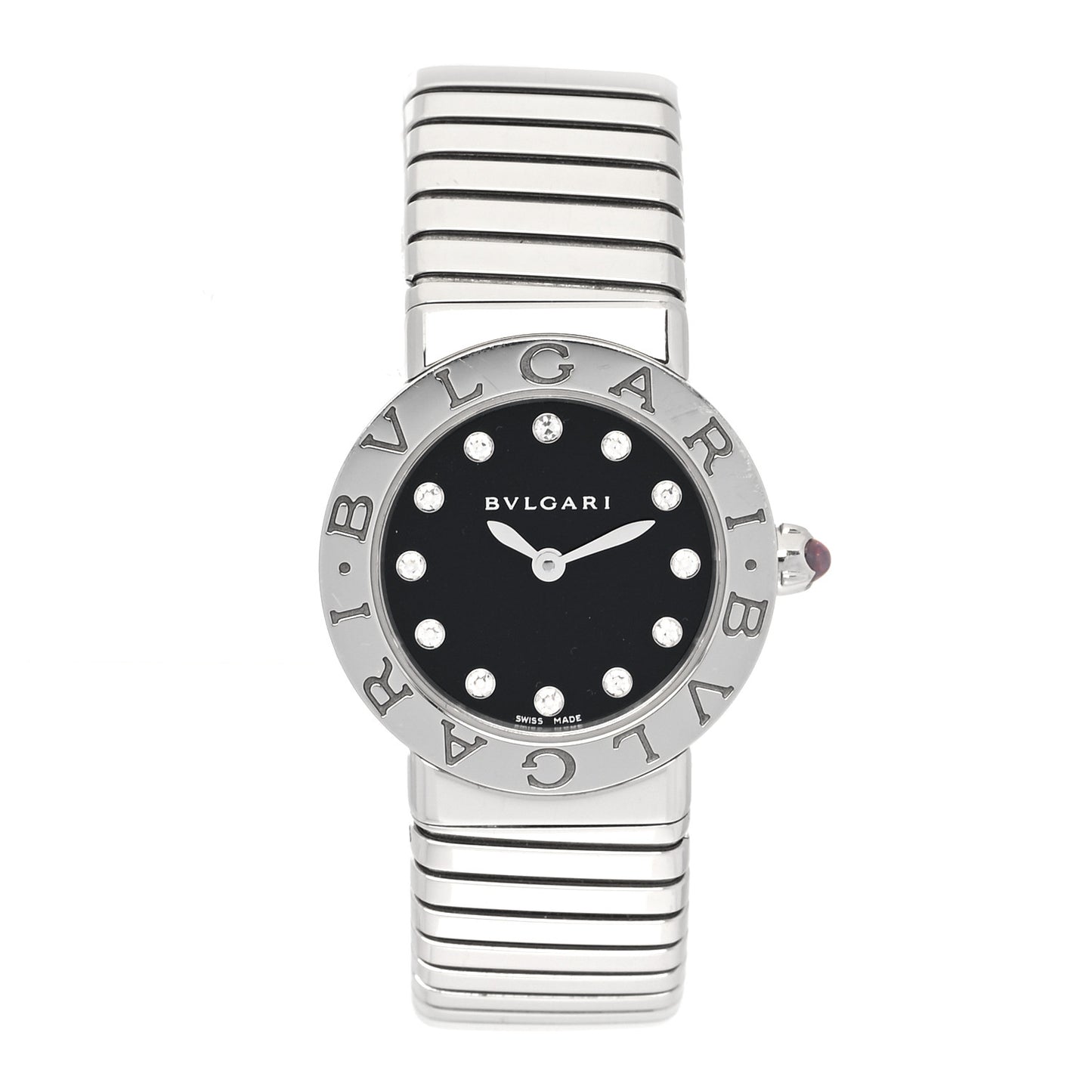 Stainless Steel Diamond 26mm Tubogas Quartz Watch Black