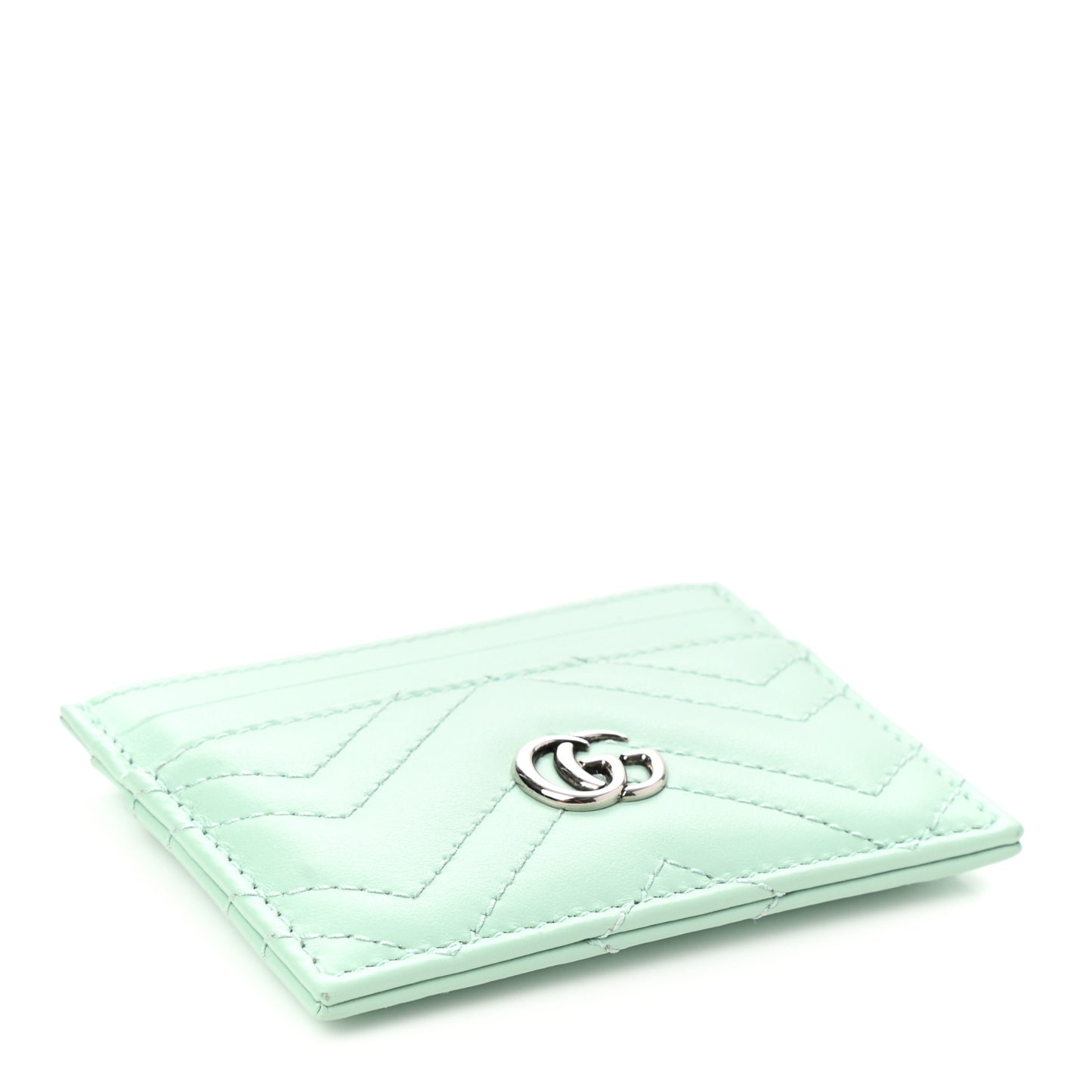 Calfskin Matelasse GG Marmont Card Holder Water Green