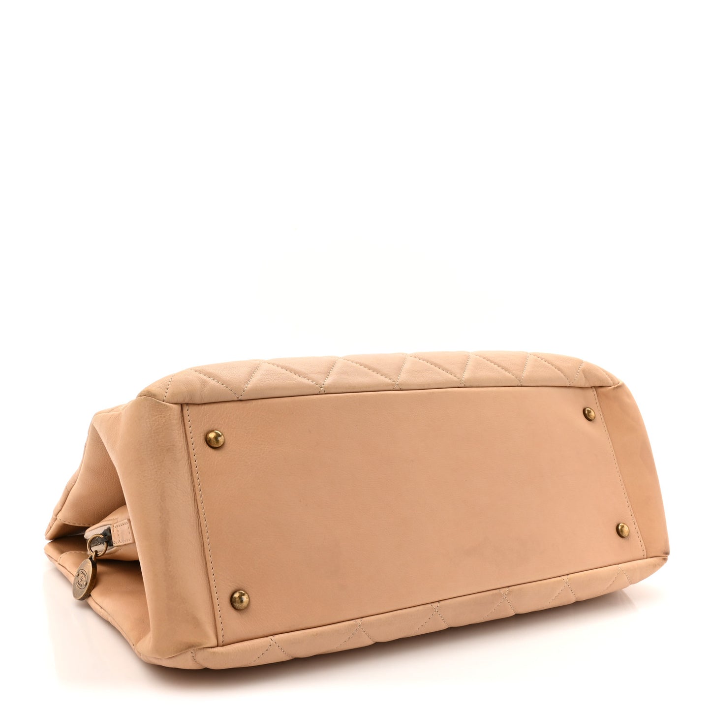 Calfskin Quilted Large CC Crown Tote Beige