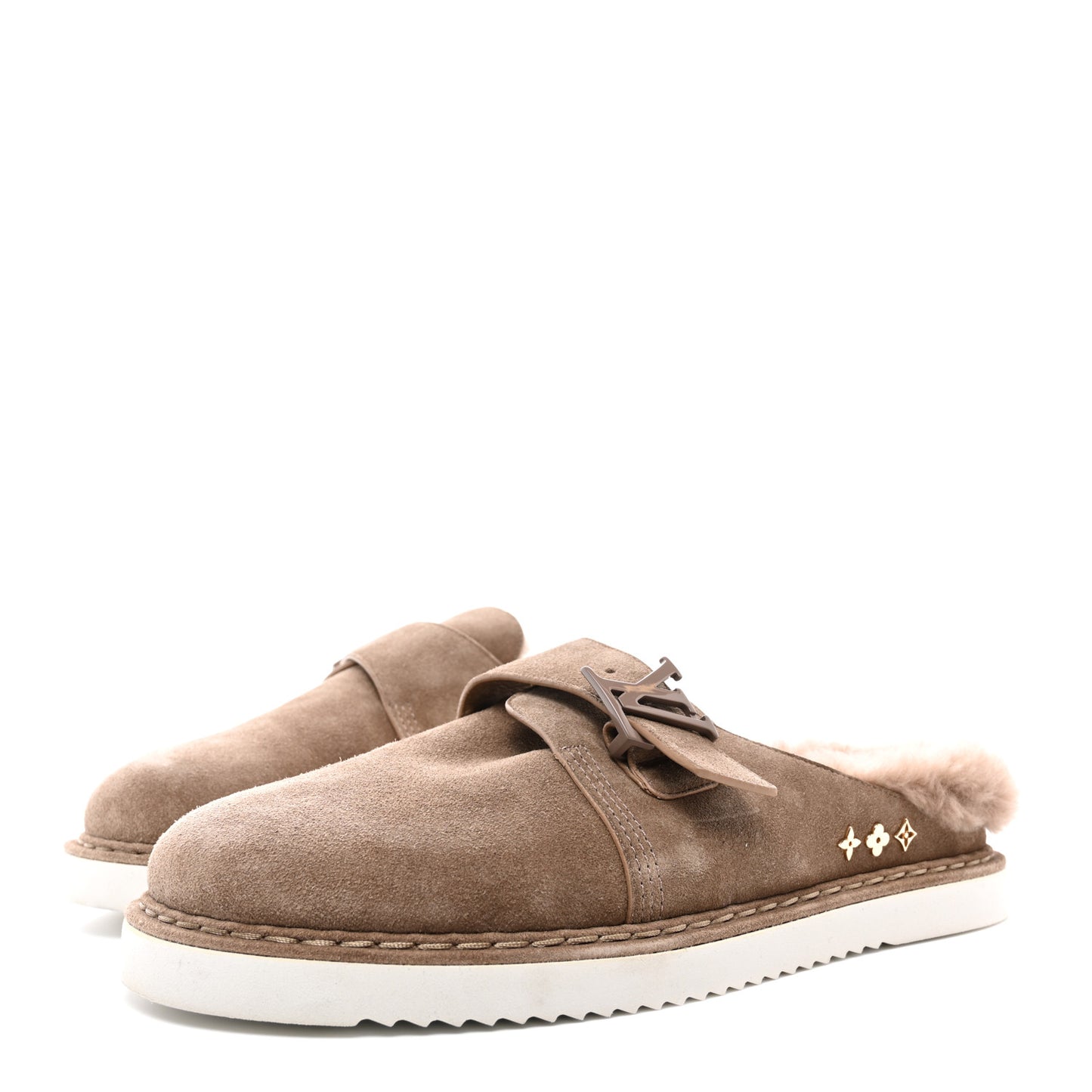 Monogram Fur LV Easy Mule 9 Brown