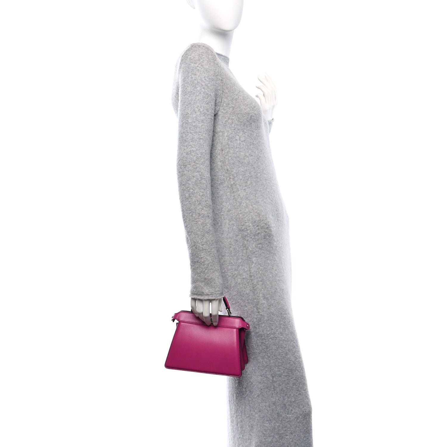 Fendi Shiny Nappa Petite Peekaboo I SEE U Satchel Magenta 2 of 10