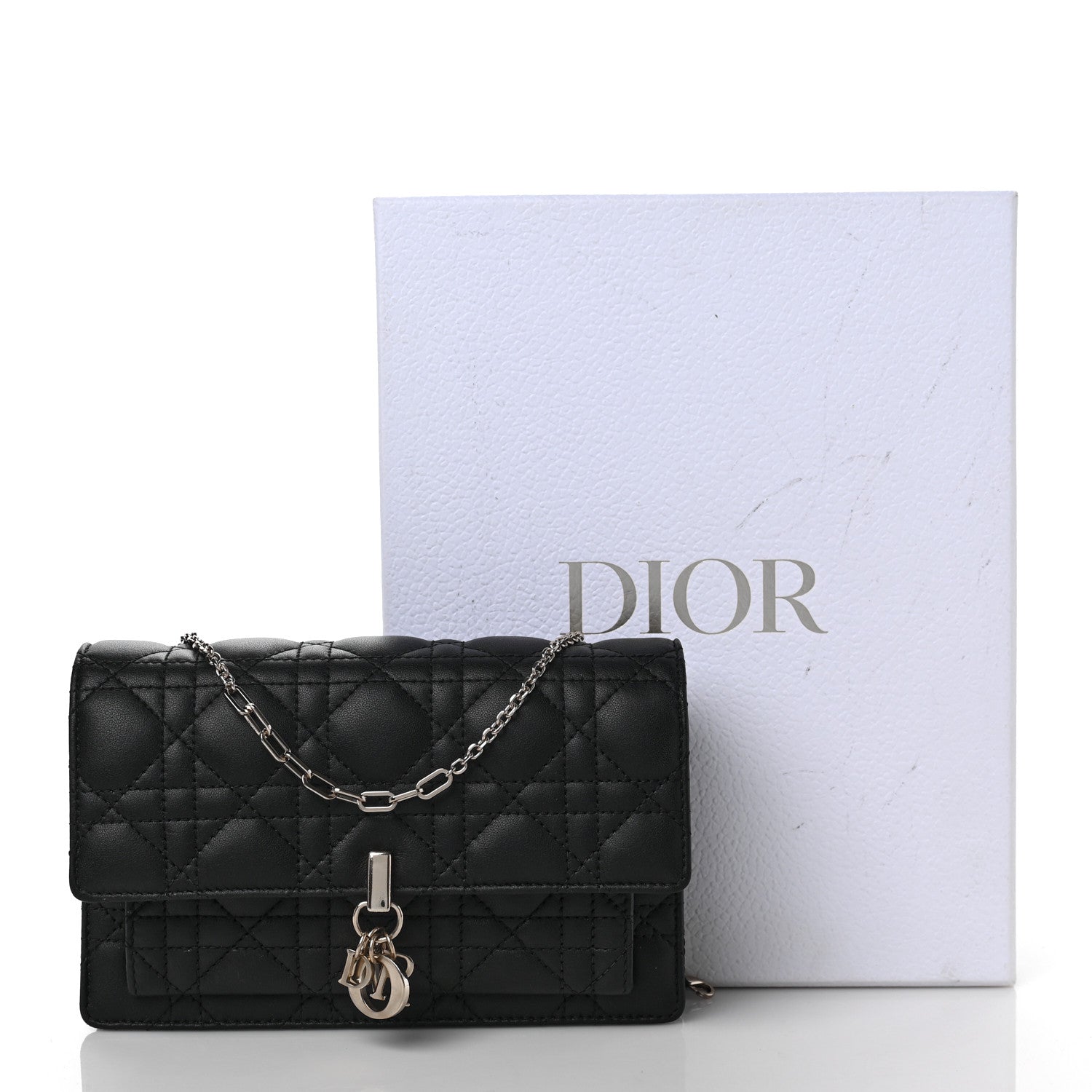 Christian Dior Lambskin Cannage Lady Dior Chain Pouch Black 9 of 9