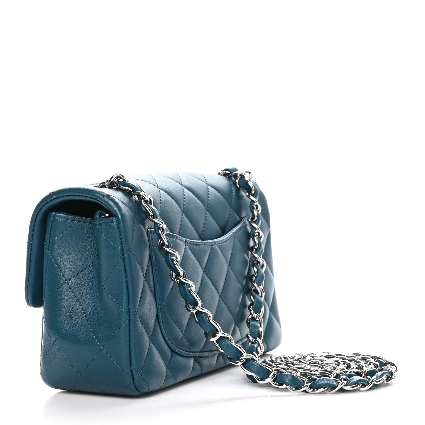 Lambskin Quilted Mini Rectangular Flap Dark Blue