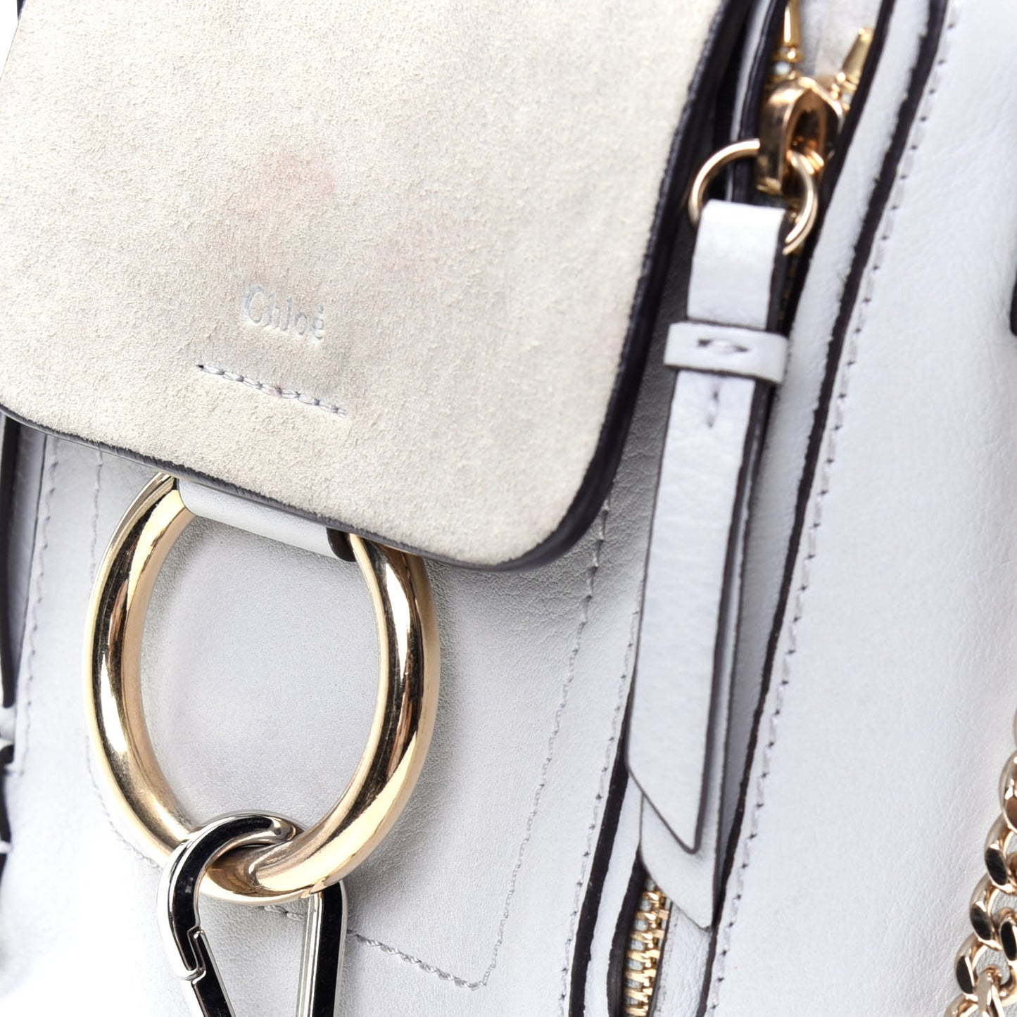 Suede Calfskin Mini Faye Backpack Airy Grey