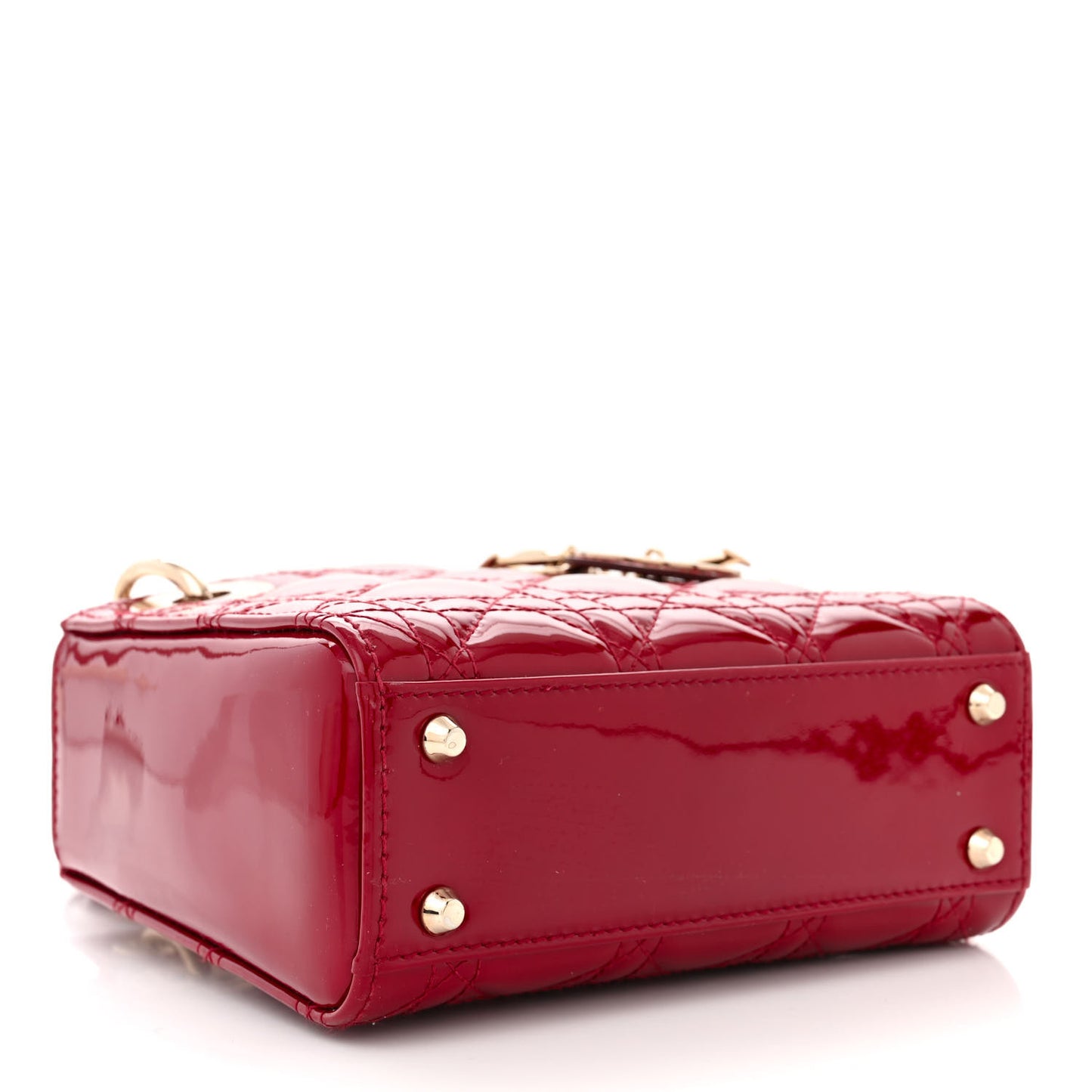 CHRISTIAN DIOR Patent Cannage Mini Lady Dior Red