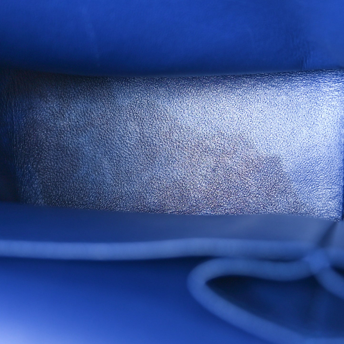 Patent Calfskin Quilted Jumbo Double Flap Blue