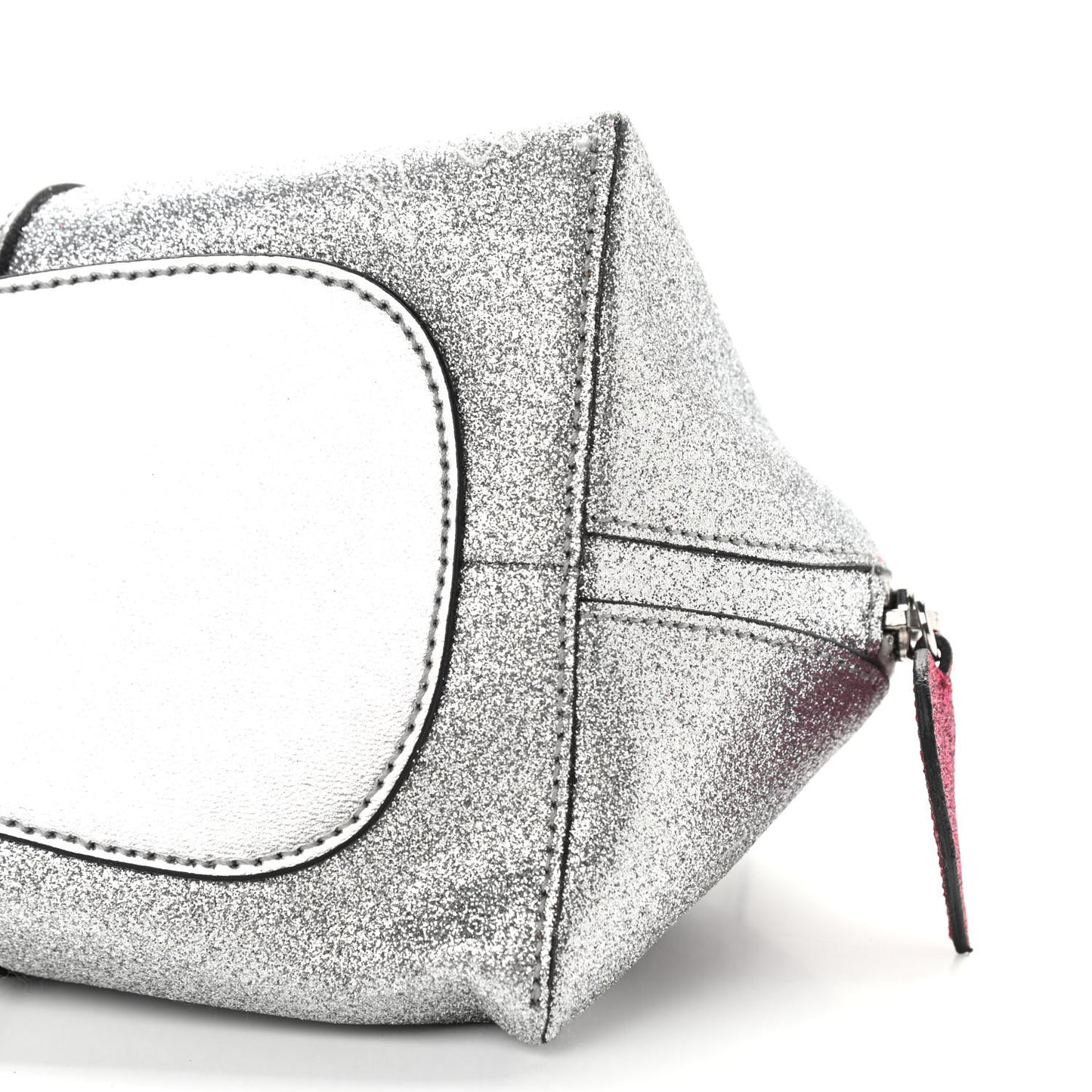 Metallic Calfskin Glitter Childrens Rabbit Top Handle Bag Silver