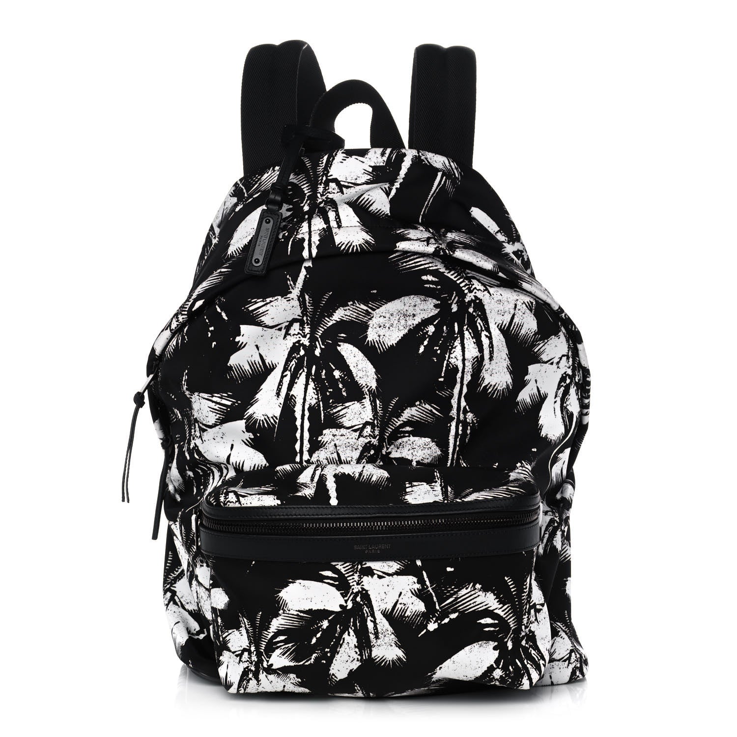 Saint Laurent Canvas Palm Tree City Backpack Black White 944282 