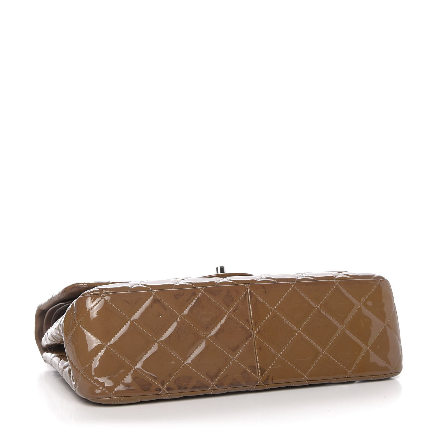 Patent Quilted Jumbo Double Flap Dark Beige