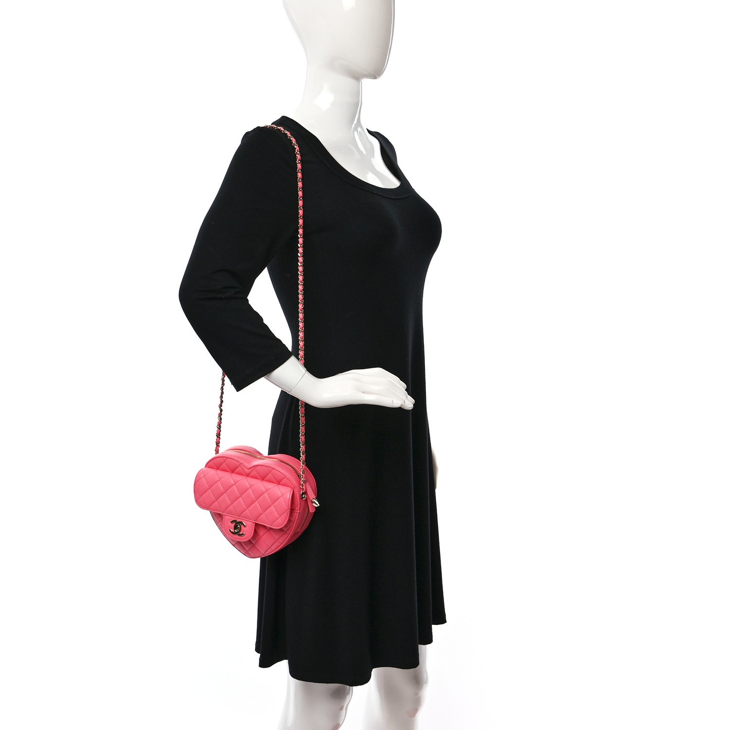 Lambskin Quilted CC In Love Heart Bag Pink