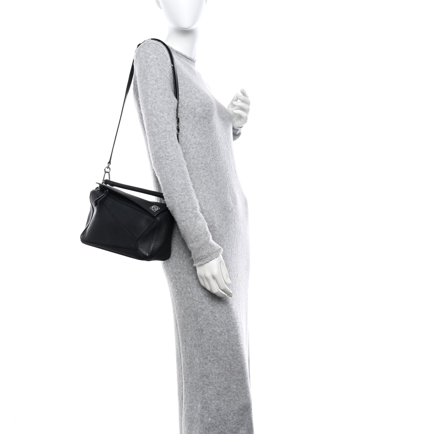 Calfskin Small Puzzle Bag Black