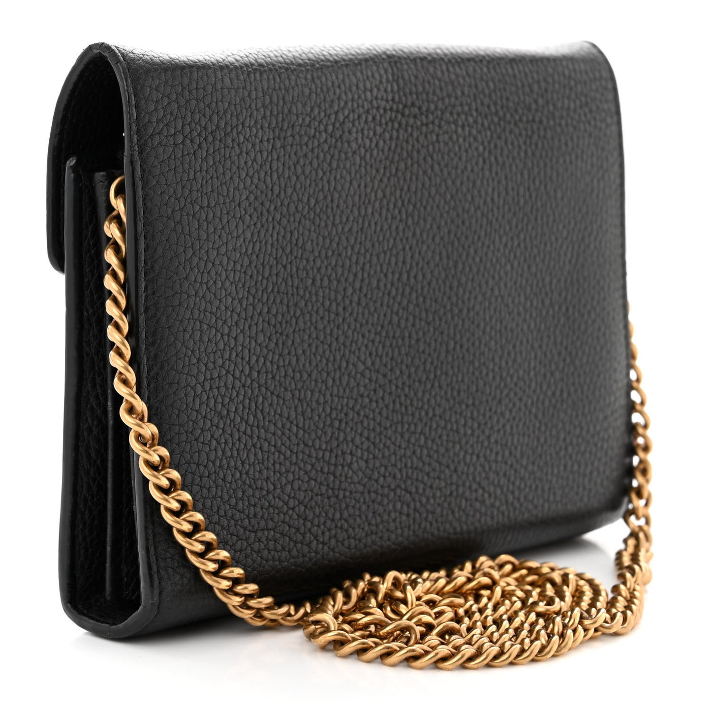 Calfskin GG Marmont Chain Wallet Black