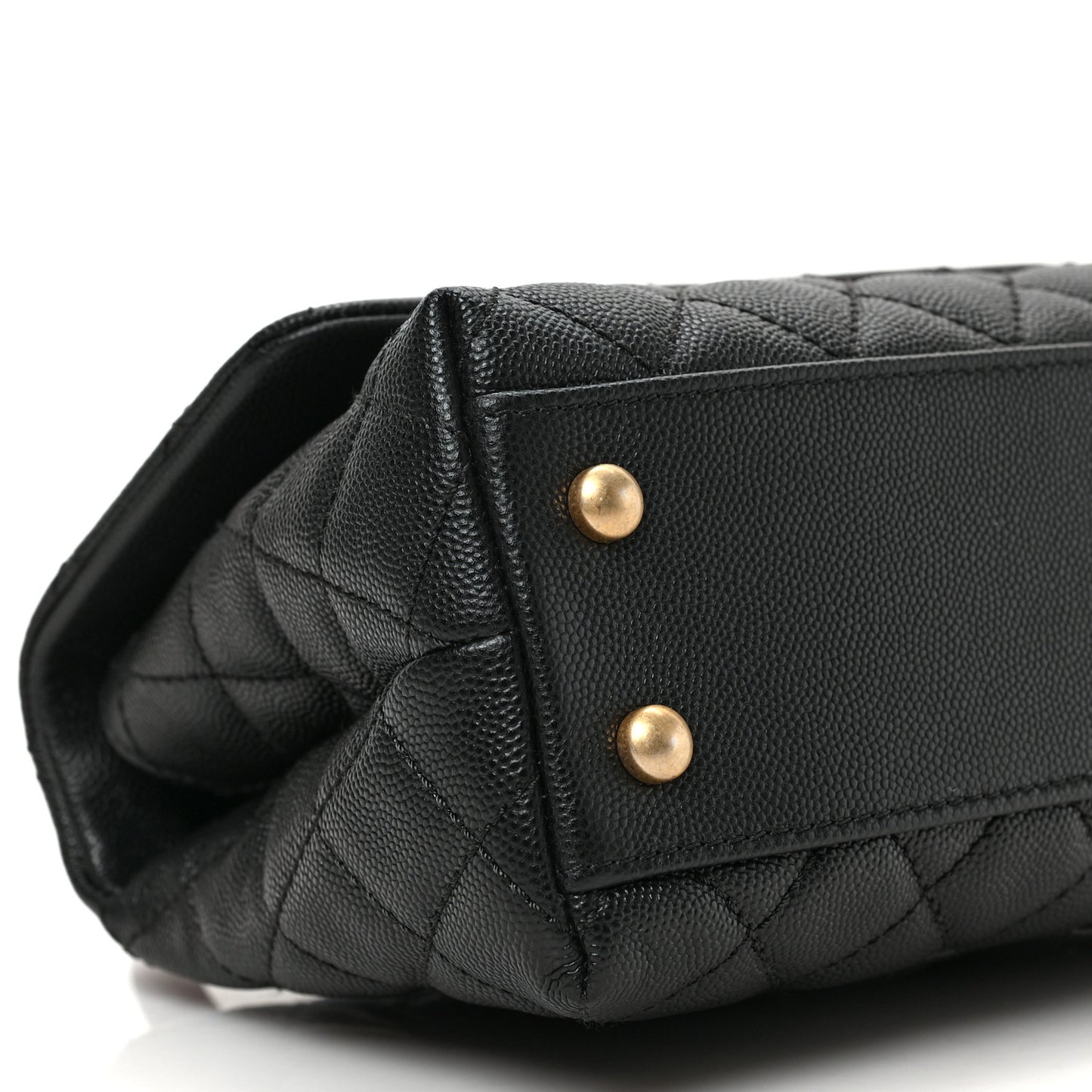 Caviar Lizard Quilted Mini Coco Handle Flap Black
