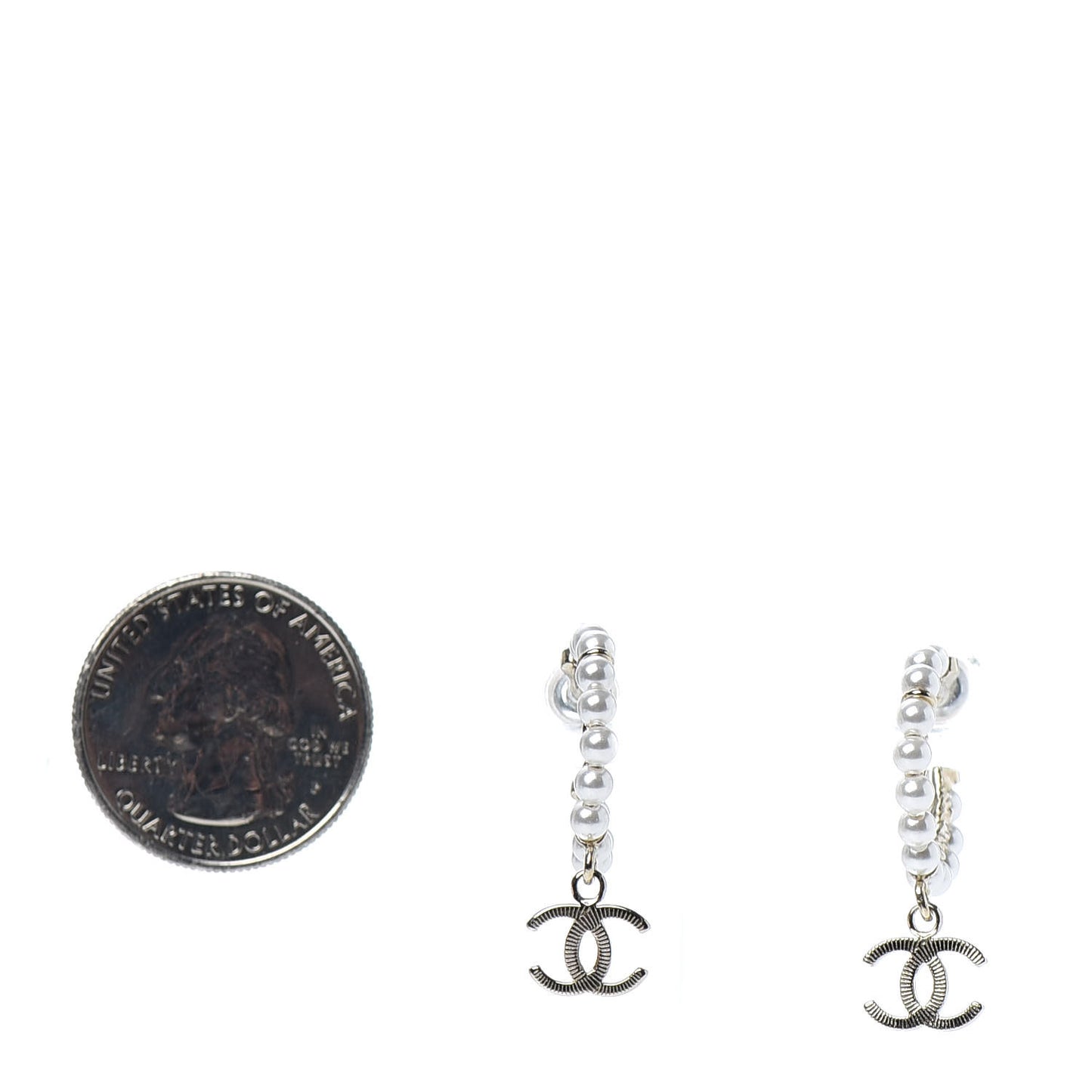 Pearl Charms CC Hoop Earrings Gold