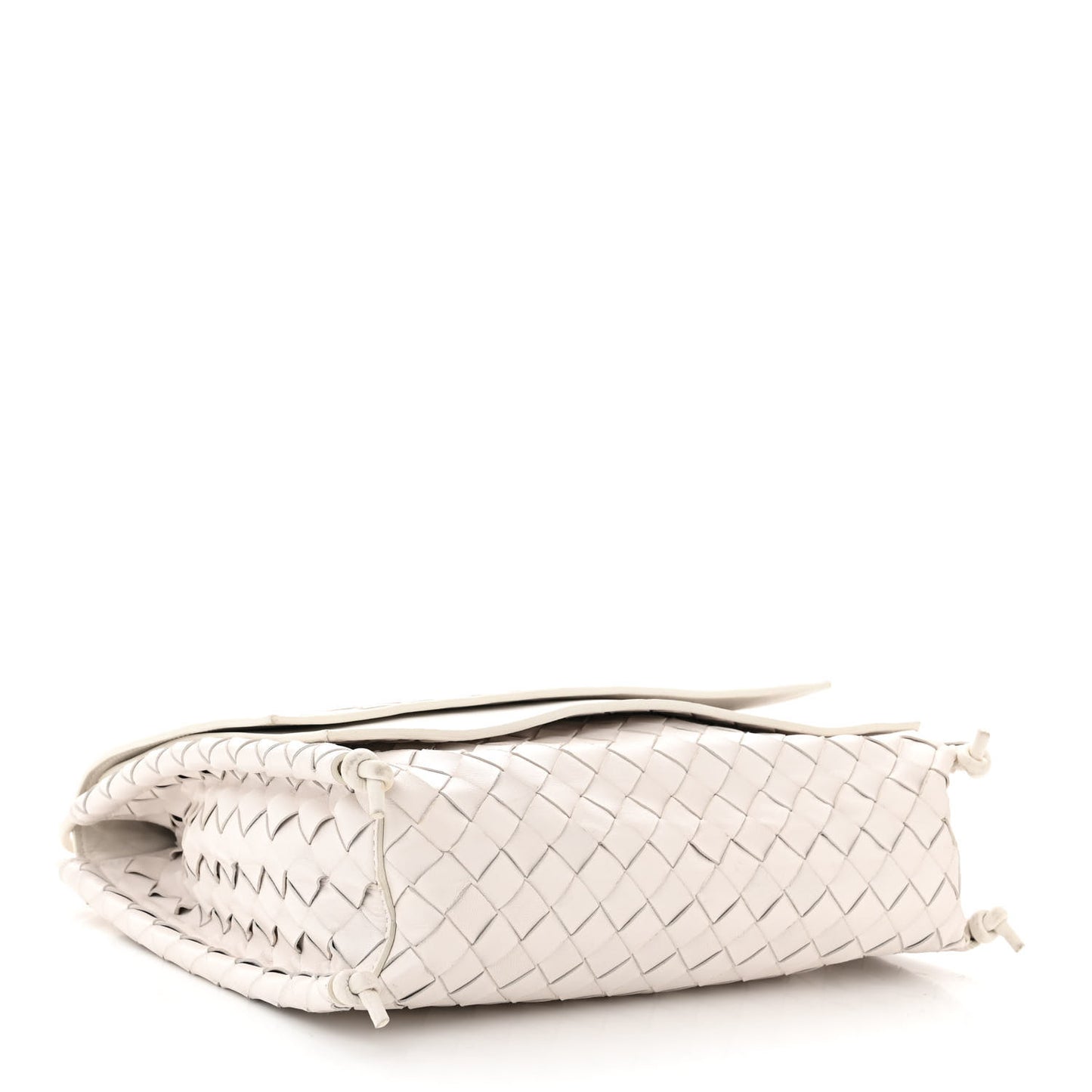 Nappa Intrecciato Medium Knot Flap Crossbody White