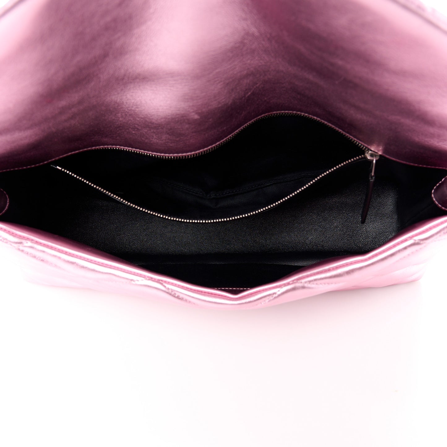 Metallic Lambskin Quilted Sade Puffer Envelope Clutch New Azalea