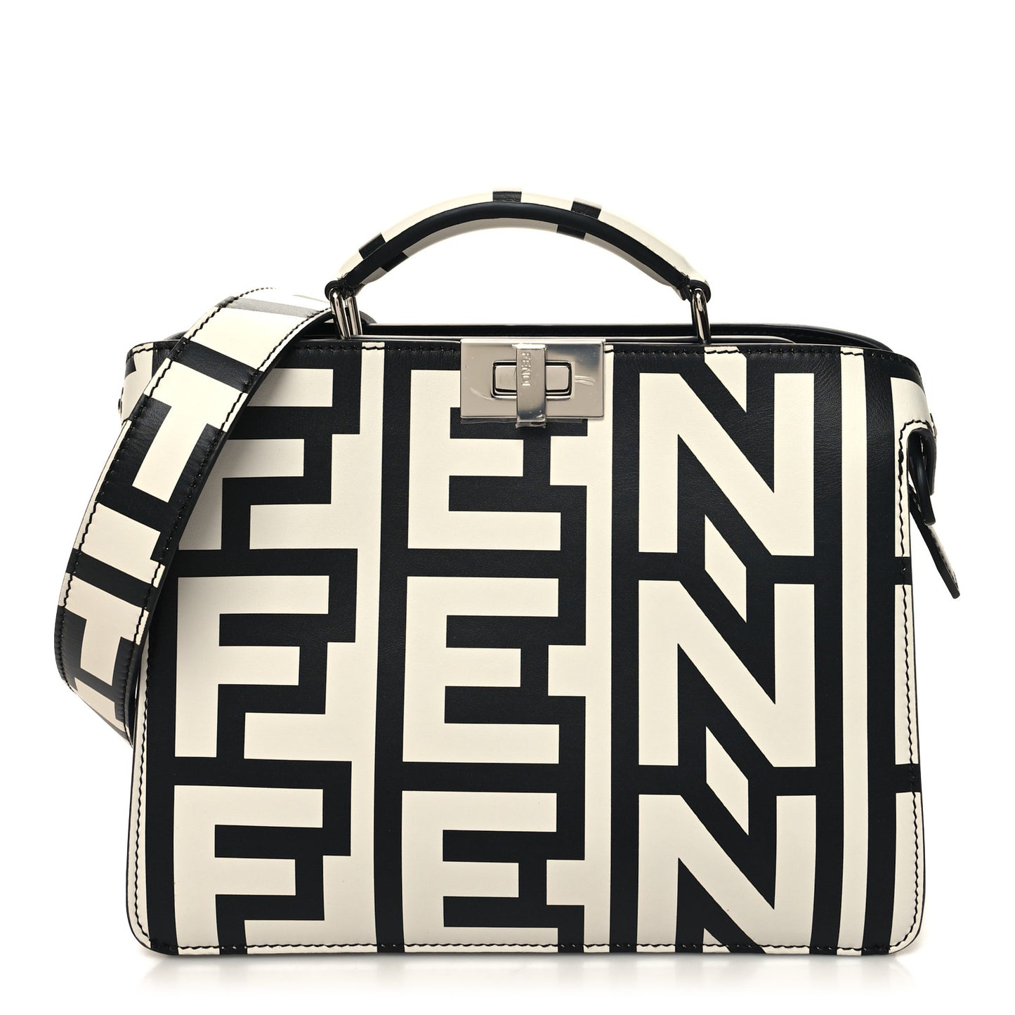 X MARC JACOBS Nappa Mini Peekaboo I SEE U Satchel Black White