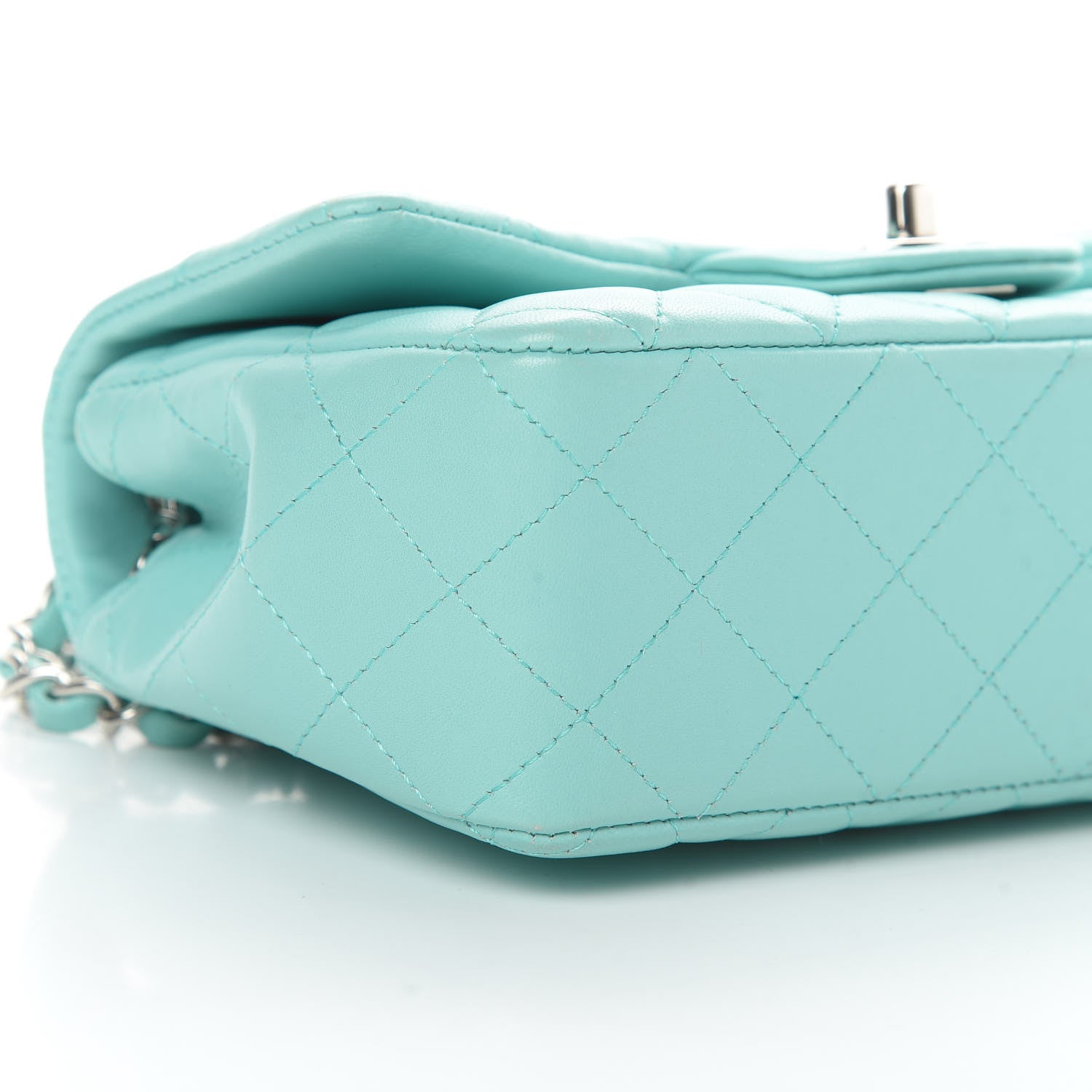 Chanel Lambskin Quilted Mini Rectangular Flap Light Blue 9 of 14