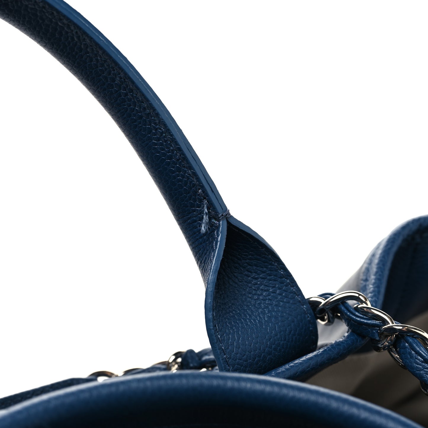 Glazed Calfskin Medium Deauville Tote Blue