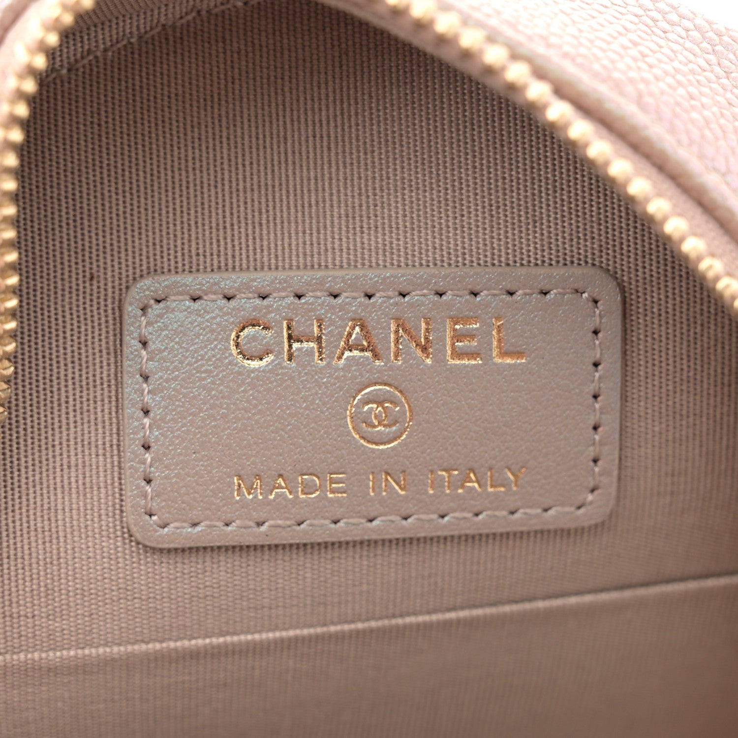 Chanel Iridescent Caviar Resin Quilted Round Clutch With Chain Beige 6 of 11