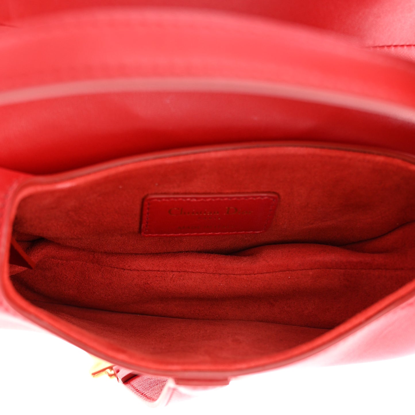 CHRISTIAN DIOR Lambskin Mini 3D Floral Saddle Bag Red