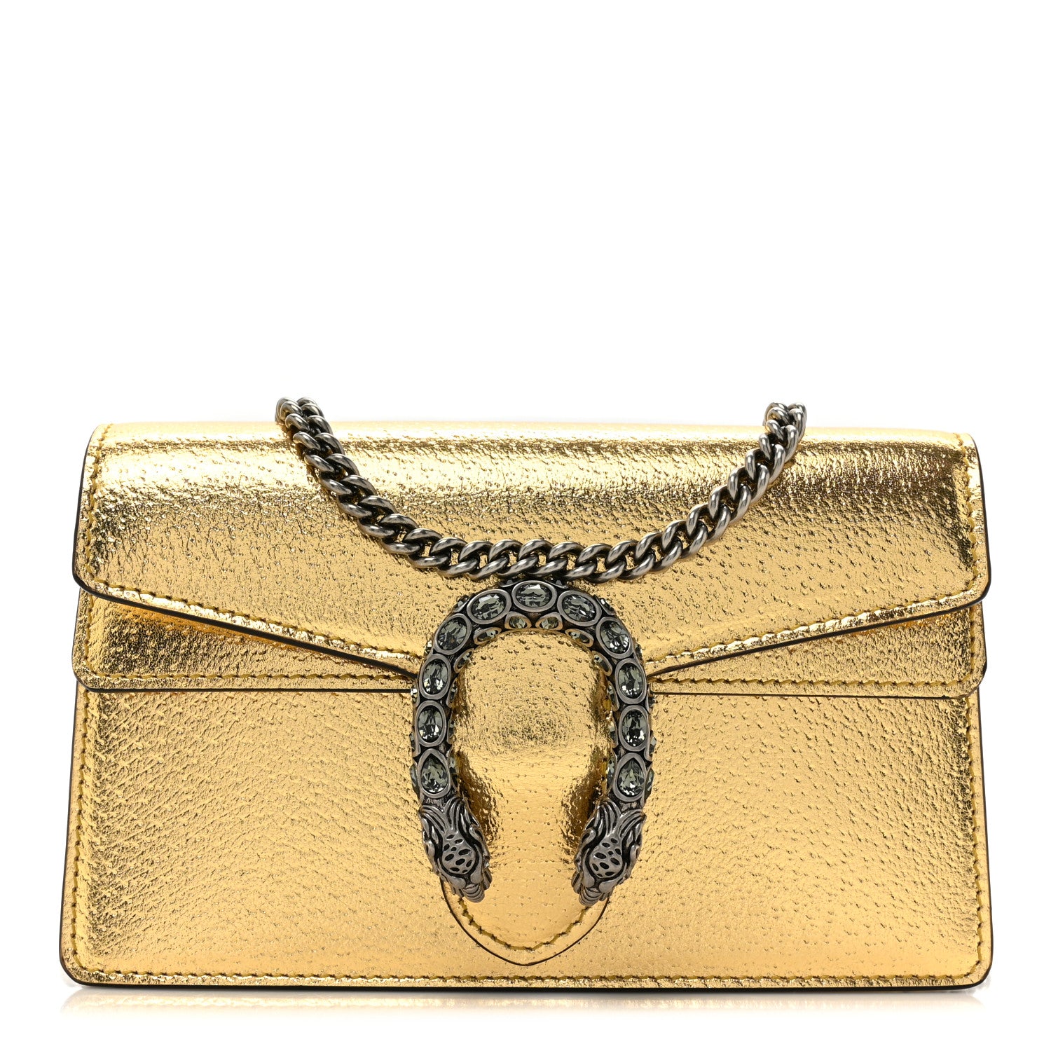 Gucci Metallic Calfskin Super Mini Dionysus Shoulder Bag Gold