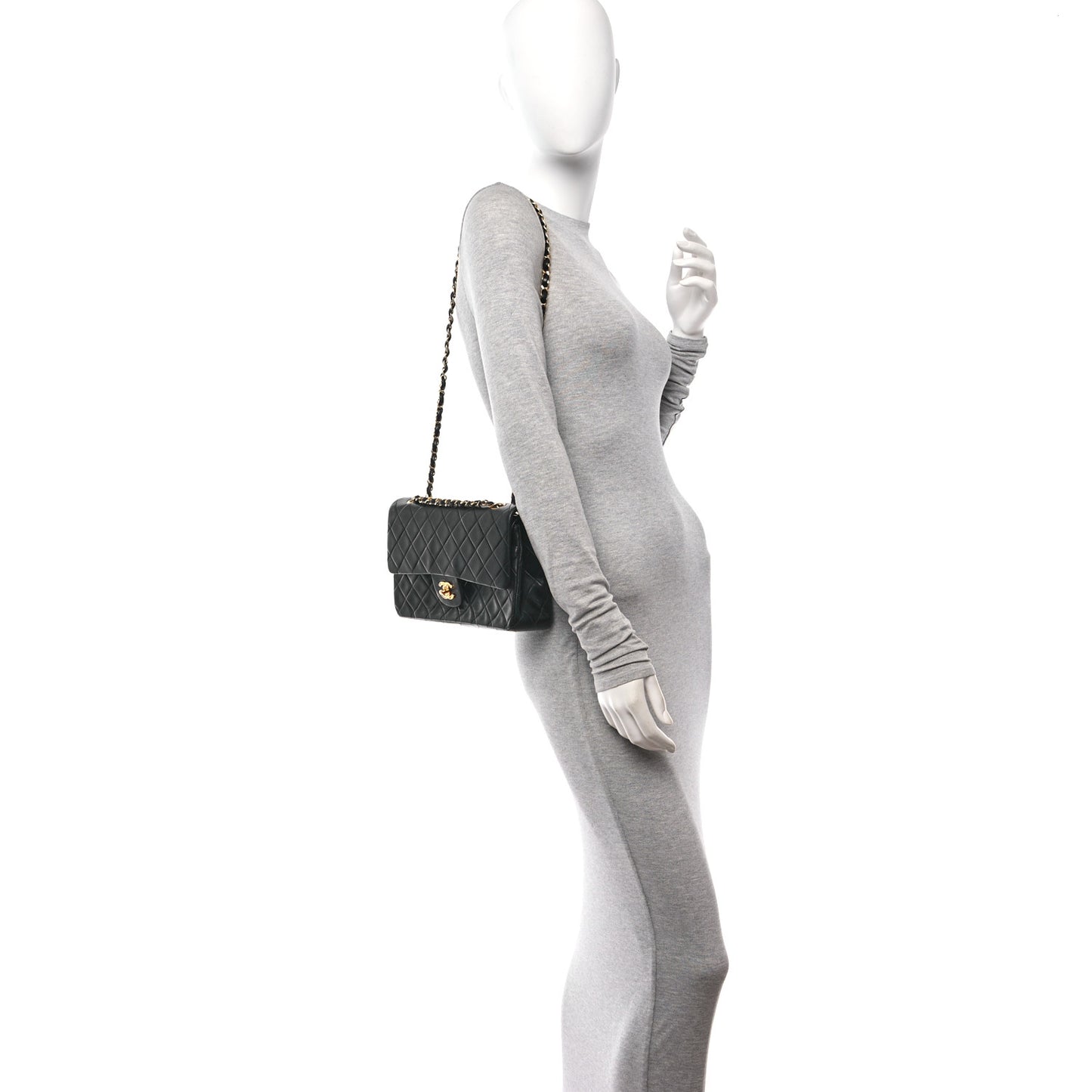 Lambskin Quilted Medium Double Flap Black