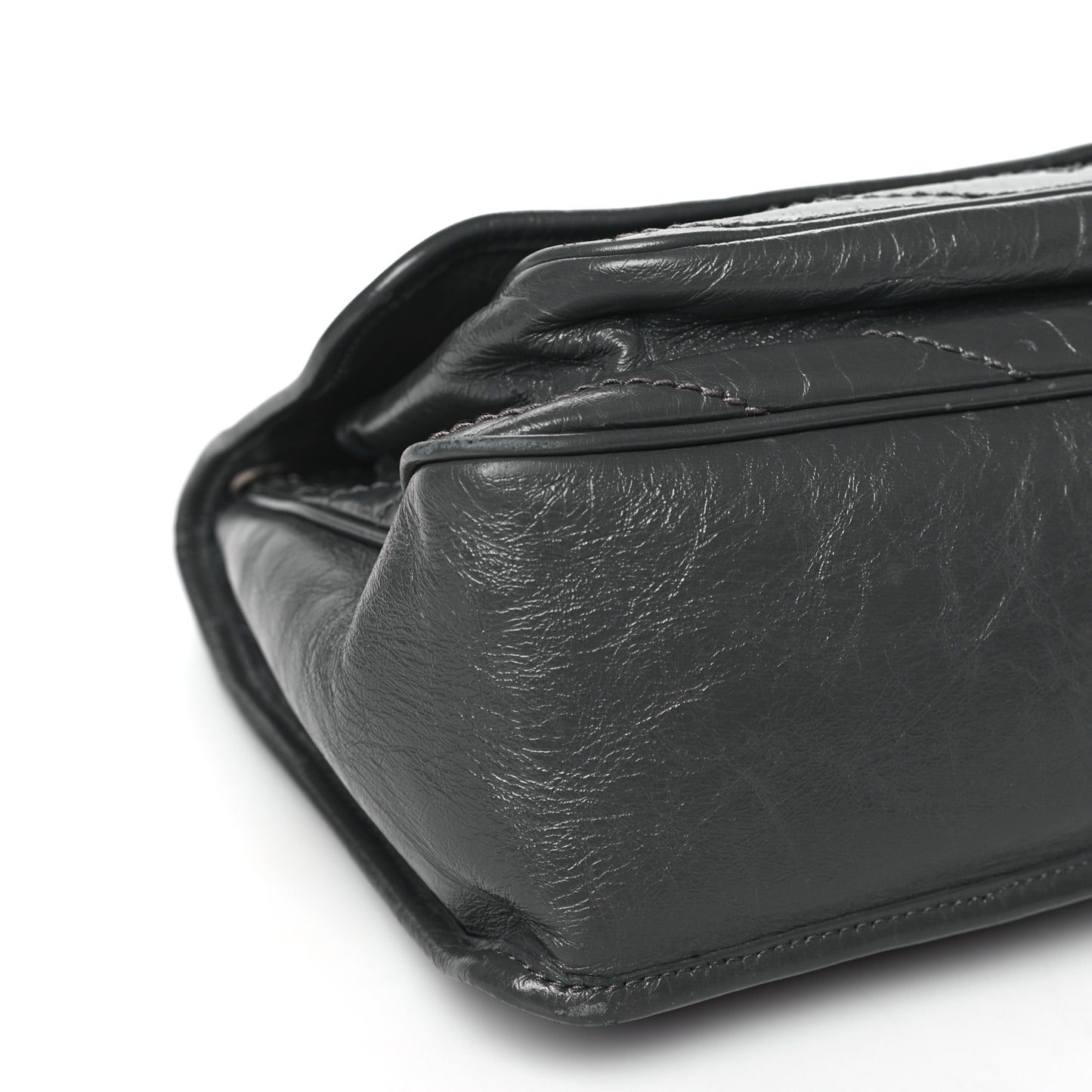 Crinkled Calfskin Matelasse Monogram Medium Niki Chain Satchel Storm