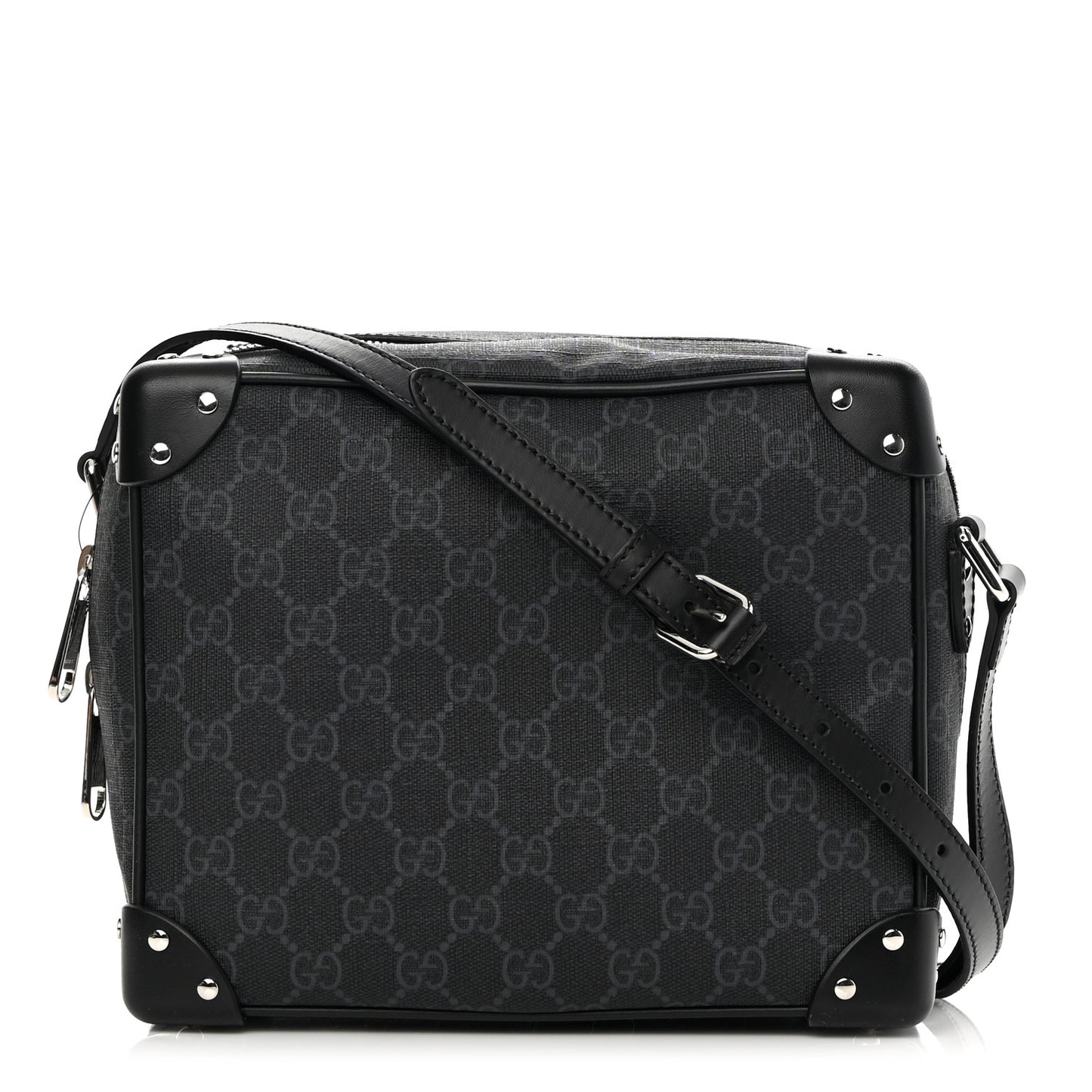 GG Supreme Monogram Selleria Calfskin Square Messenger Bag Black