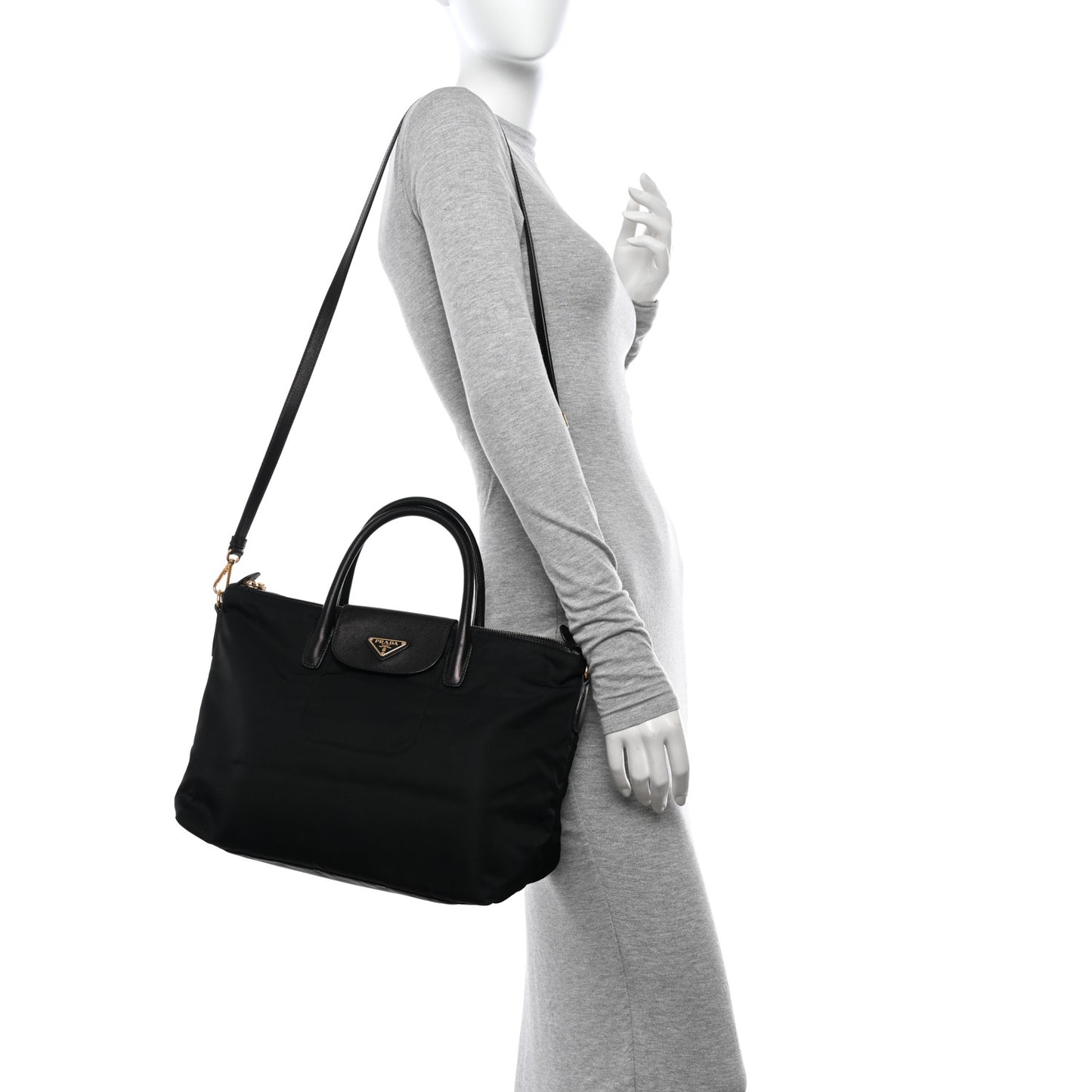 Tessuto Nylon Saffiano Tote Black