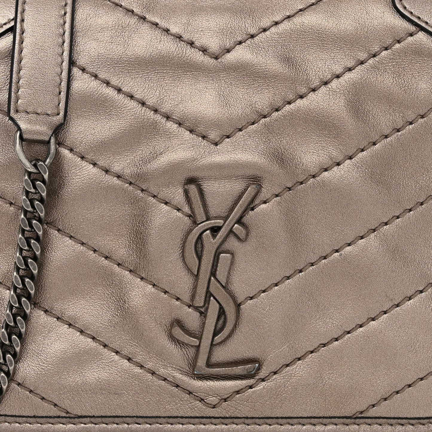 Metallic Calfskin Matelasse Monogram Niki Chain Wallet Platinum